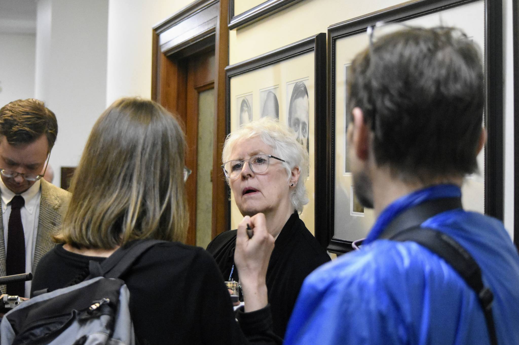 House Speaker Louise Stutes, R-Kodiak, told reporters on Friday, June 25, 2021, she was optimistic a deal with the House Minority caucus would be reached by Monday. Both Stutes and Minority Leader Cathy Tilton, R-Wasilla, declined to give details on the deal. (Peter Segall / Juneau Empire)