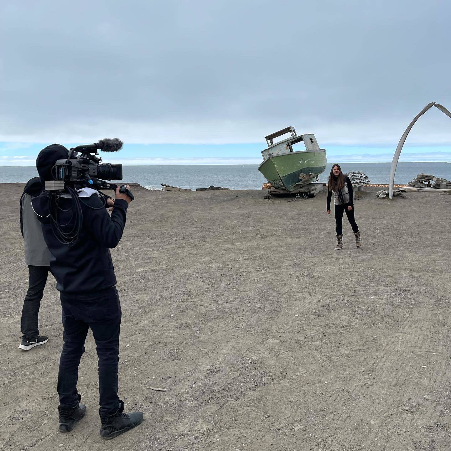 Alyssa London and her team, shown here shooting a trailer in Utqiagvik, are working to produce Culture Story, which will showcase modern Alaska Native cultures across and outside of Alaska. (Courtesy photo / Culture Story)