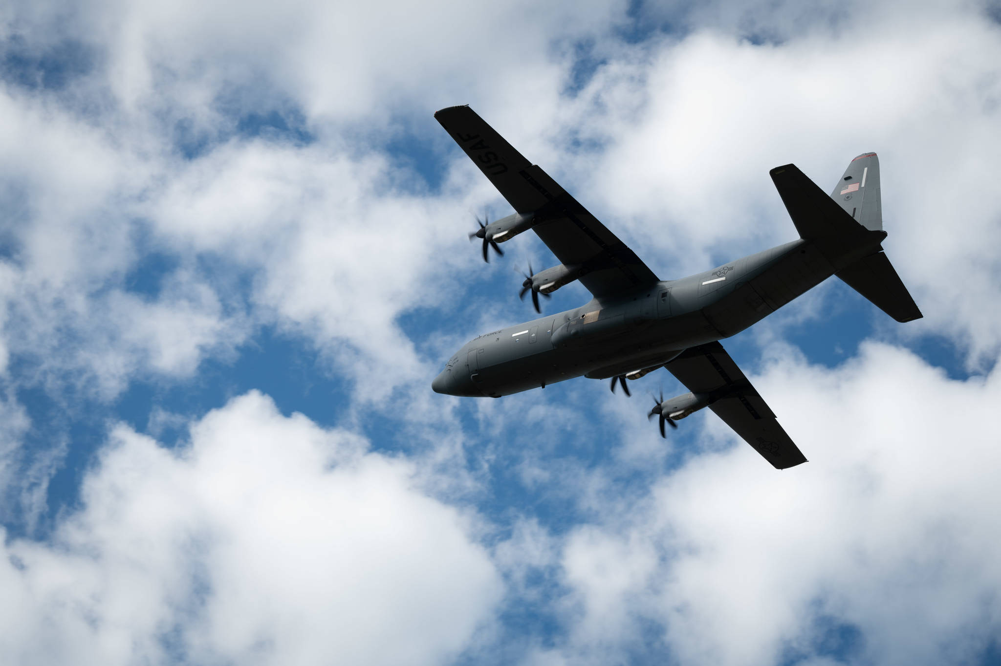 A C-130J Super Hercules assigned to the 36th Airlift Squadron flies over Fort Greely, Alaska during RED FLAG-Alaska 21-2, June 24, 2021. (U.S. Air Force photo / Airman 1st Class Jose Miguel T. Tamondong)