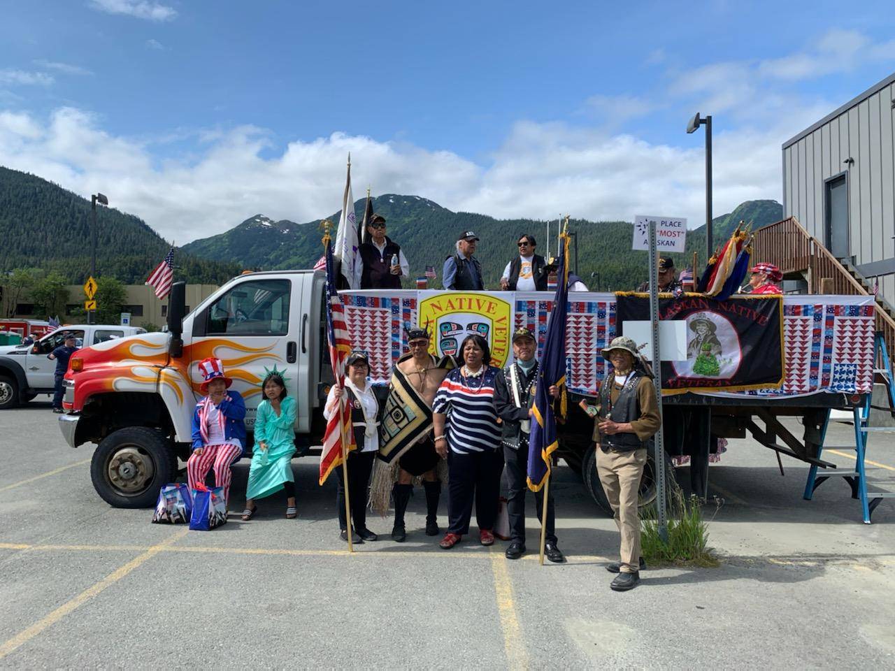 Marshals in the Juneau Fourth of July parade get ready for festivities on July 4, 2021. (Dana Zigmund / Juneau Empire)