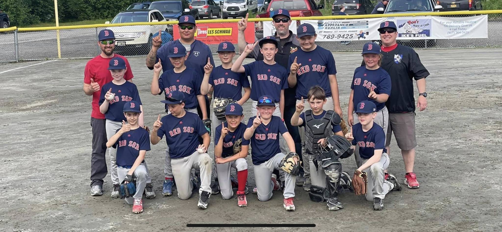 Courtesy Photo
This photo shows the GCLL Majors championship-winning Begenyi Engineering Red Sox. Back row: Coaches John Randolph, Nick Nelson, Jake Carte and Jamie Kissner. Middle Row: Porter Goudie, Silas Dominguez-Keeler, Hunter Carte, Charlie Begenyi, Max Pillifant, Ivan Shockley. Front row: Carson Kautz, Nathaniel Ploof, Micah Nelson, Kamden Kissner, Jamie Randolph and Liam Kiessling.