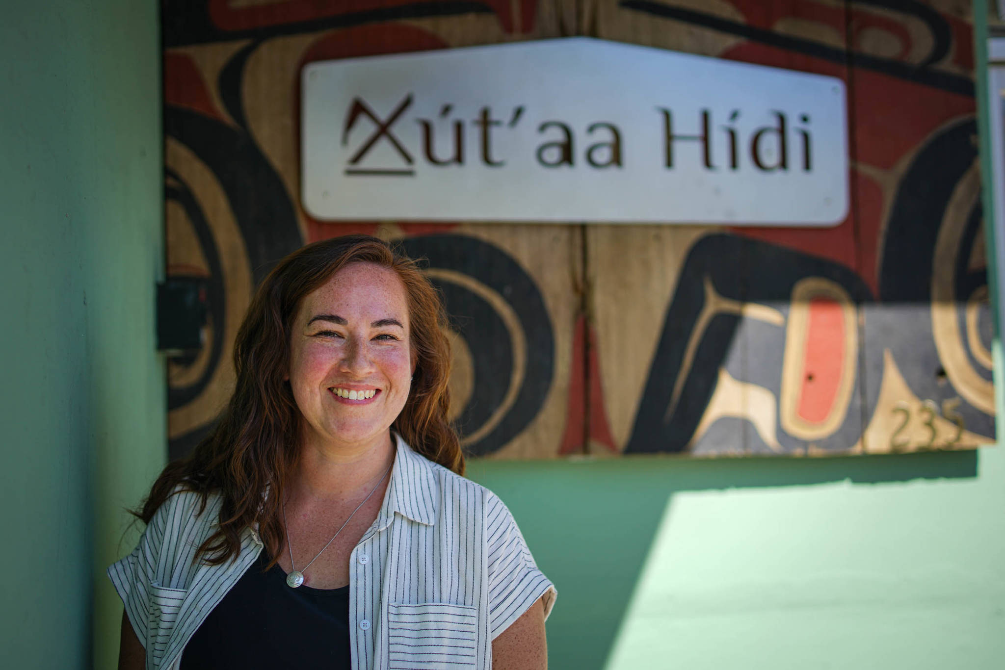 Alana Peterson is a business owner and the Executive Director of Spruce Root Inc., which supports entrepreneurs across the region and serves as the supporting organization for the SSP. Peterson is pictured in front of her latest business, Xút’aa Hídi Gallery she opened this summer with her brother Will Peterson. (Courtesy Photo / Bethany Sonsini Goodrich)