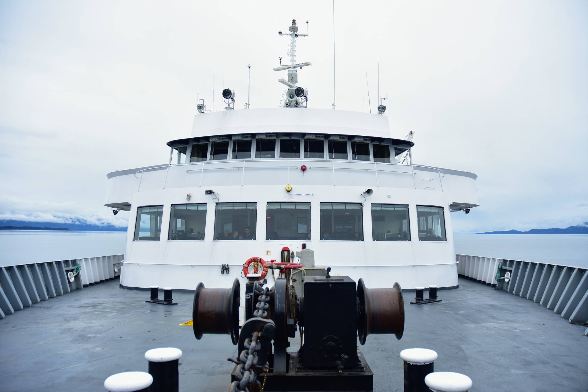 This May 30 photo shows a view aboard the MV LeConte. The Alaska Marine Highway System is poised to benefit from a massive spending plan with bipartisan backing. The $1 trillion infrastructure bill passed the Senate on Tuesday. The bill, a cornerstone of President Joe Biden’s agenda, now heads to the House. (Peter Segall / Juneau Empire File)