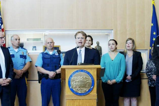 Screenshot 
Deputy attorney general John Skidmore of the Alaska Department of Law speaks during a news conference about a new DNA collection initiative being undertaken by the state on Aug. 10, 2021.