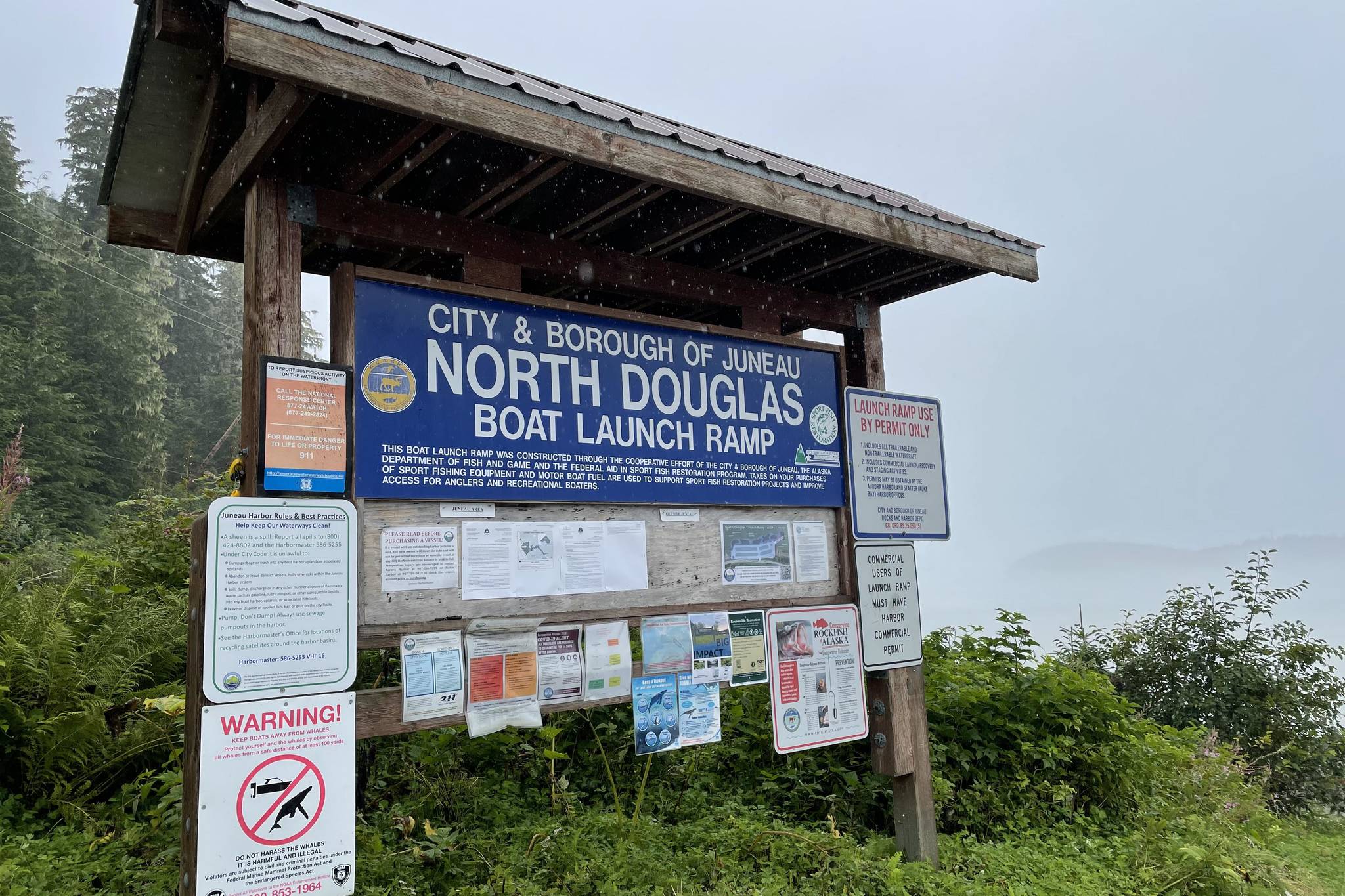 The City and Borough of Juneau's Docks and Harbors department has issued a public survey as they consider improvements to the North Douglas Boat Launch Ramp, seen here on Aug. 18, 2021. (Michael S. Lockett / Juneau Empire)