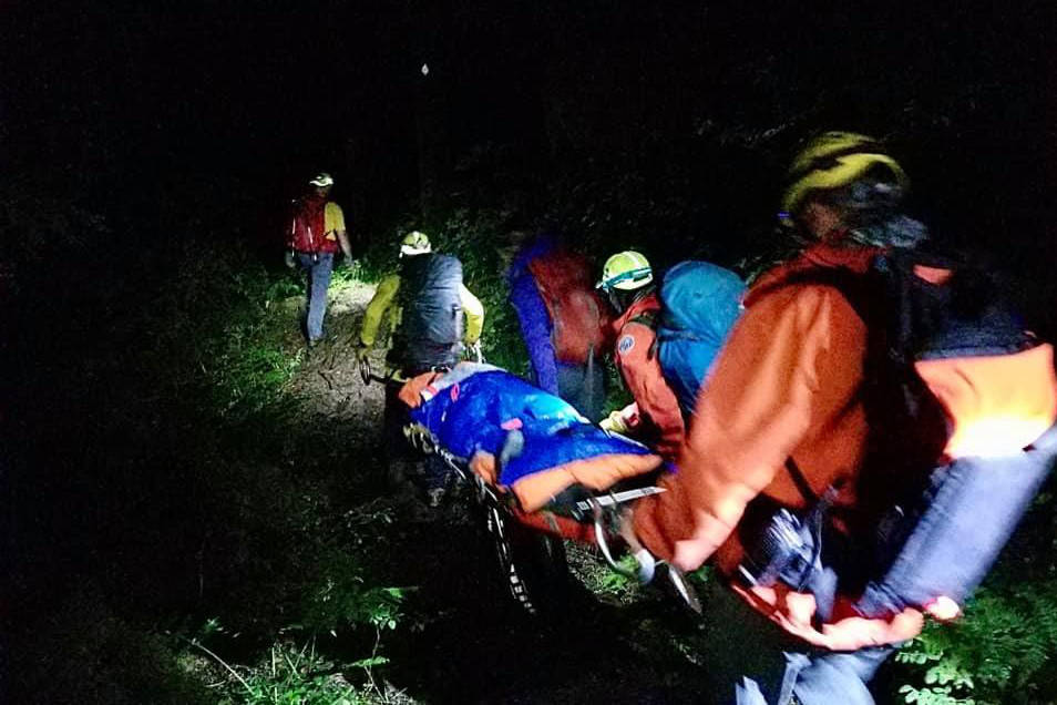 Personnel from Juneau Mountain Rescue and Capital City Fire/Rescue recovered an injured hiker on the Eagle Glacier Trail on Sunday, Aug. 29, 2021. (Courtesy photo / JMR)