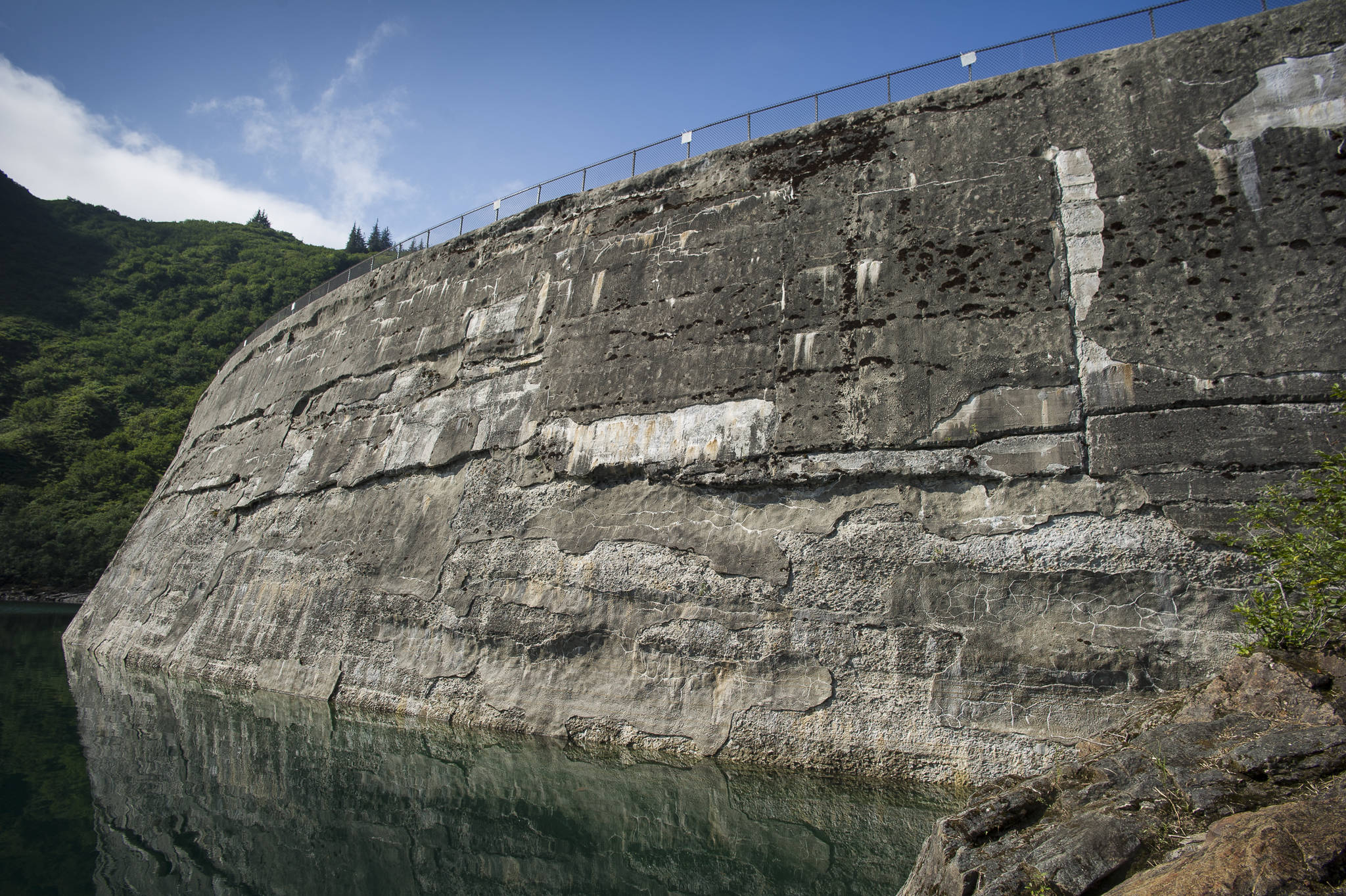 This photo shows Salmon Creek Dam in August 2013. AEL&P will conduct a test of the dam’s emergency action plan on Thursday, Sept. 2. (Michael Penn / Juneau Empire File)