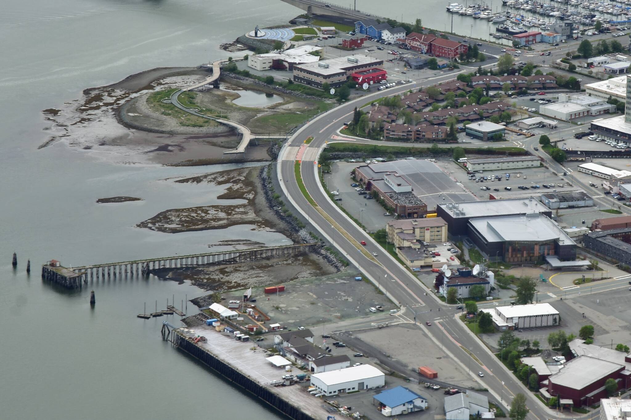 The City and Borough of Juneau Assembly gave the city managers office the go-ahead to begin negotiations with Norwegian Cruise Line over land the company needs to build its proposed dock on Egan Drive, seen here on June 6, 2021.. (Peter Segall / Juneau Empire File)