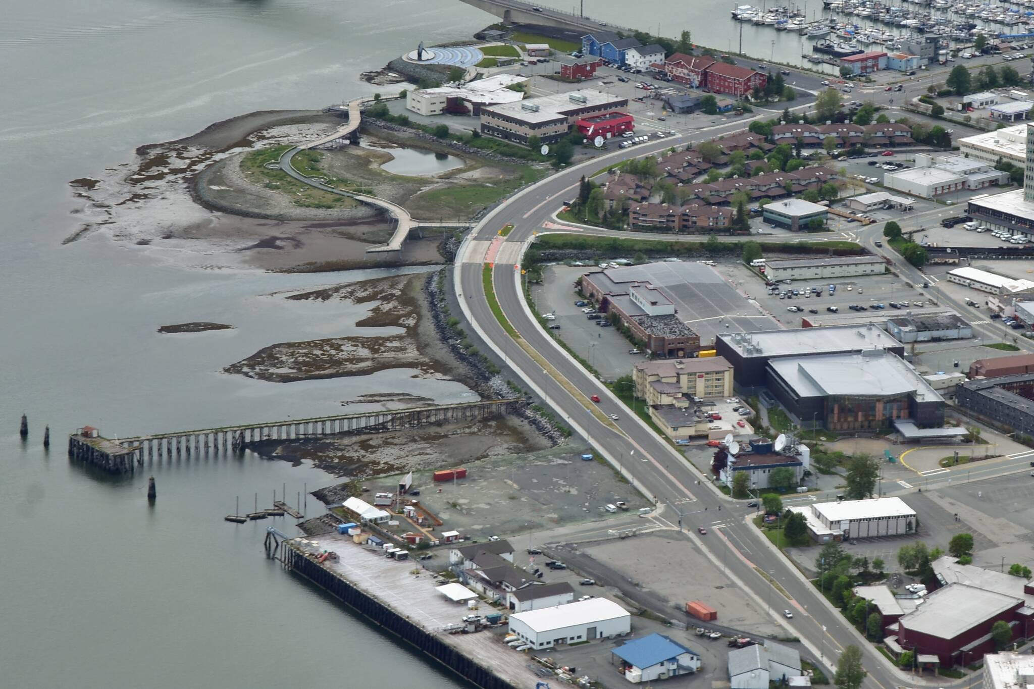 The City and Borough of Juneau Assembly gave the city manager’s office the go-ahead to begin negotiations with Norwegian Cruise Line over land the company needs to build its proposed dock on Egan Drive, seen here on June 6, 2021.. (Peter Segall / Juneau Empire File)