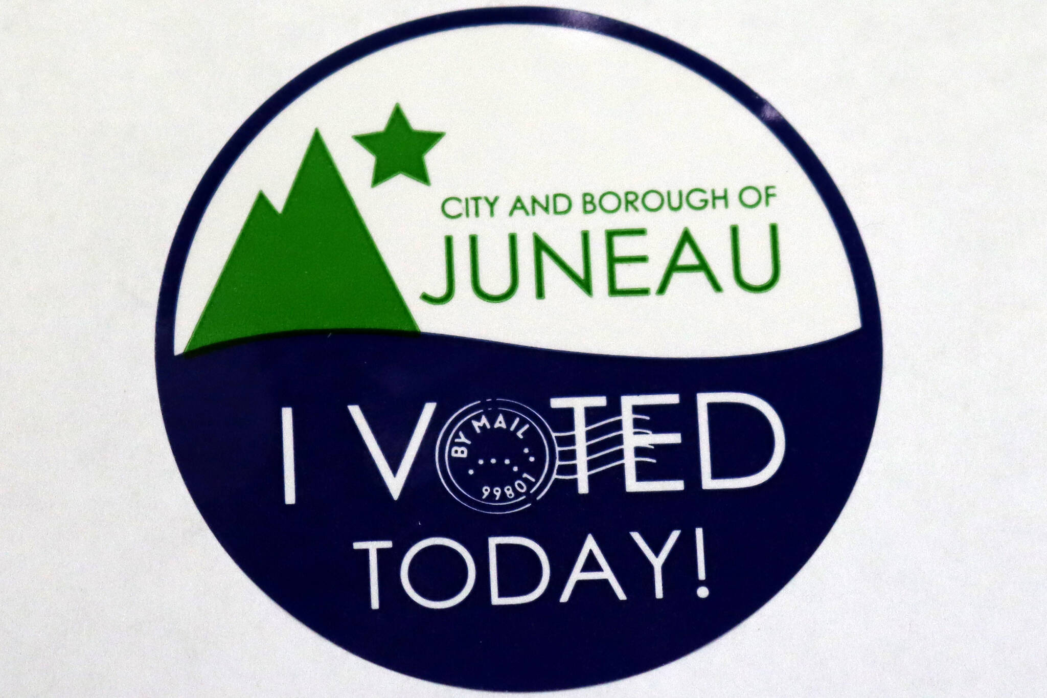 This photo shows an “I Voted Today!” sticker from a City and Borough of Juneau mail-in ballot for the upcoming municipal election. (Ben Hohenstatt / Juneau Empire)
