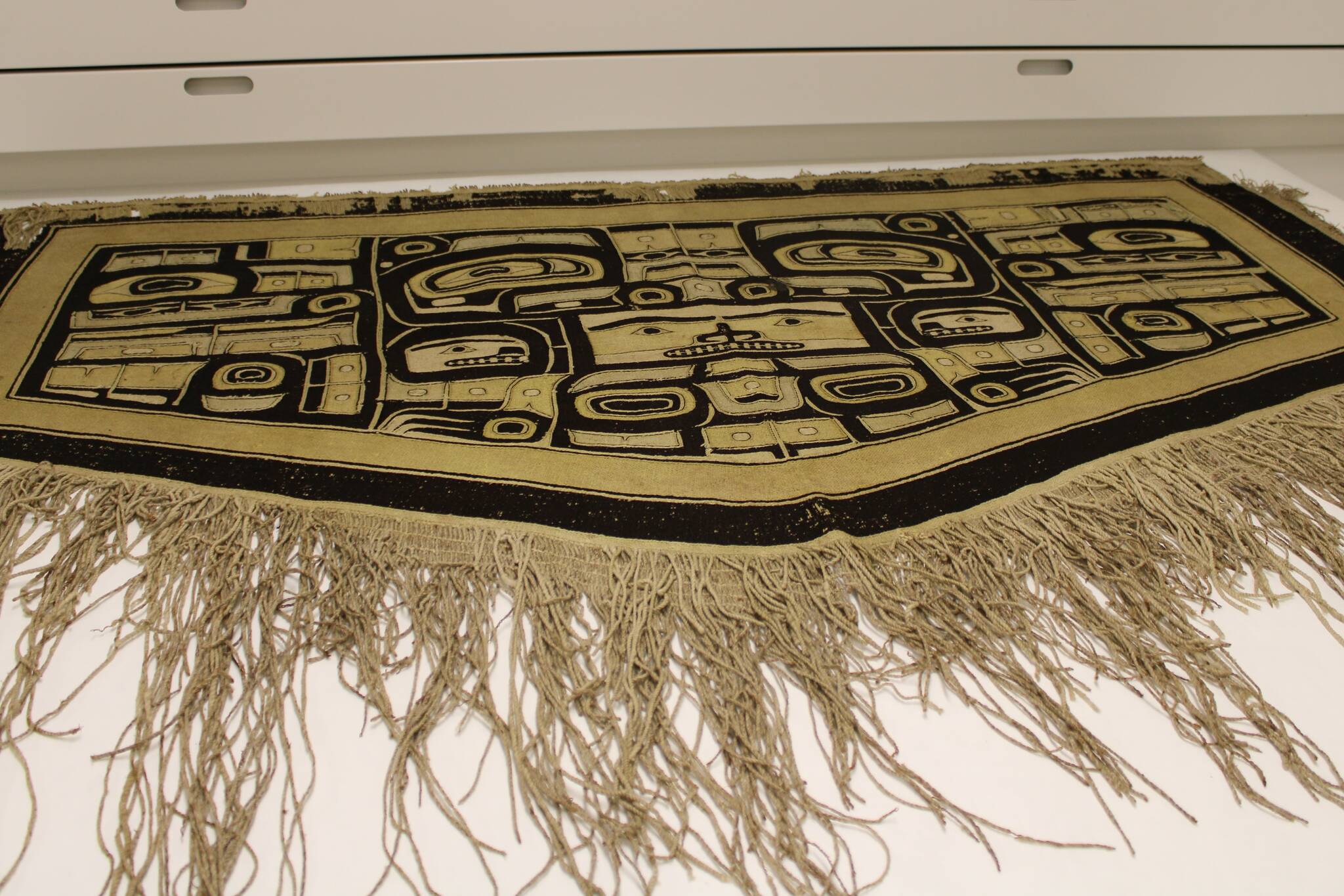 A sacred Chilkat robe is among the items in the archives of the Sealaska Heritage Institute. (Dana Zigmund/Juneau Empire)