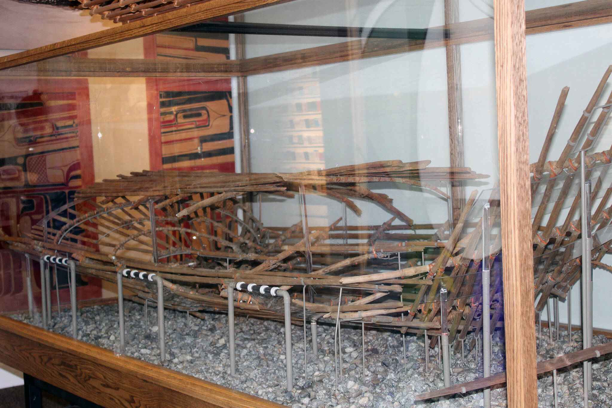 Located at the Juneau-Douglas City Museum, the Montana Creek Fish Trap is 500 to 700 years old. It was the first trap of its kind to be excavated on the Northwest Coast. (Dana Zigmund/Juneau Empire)