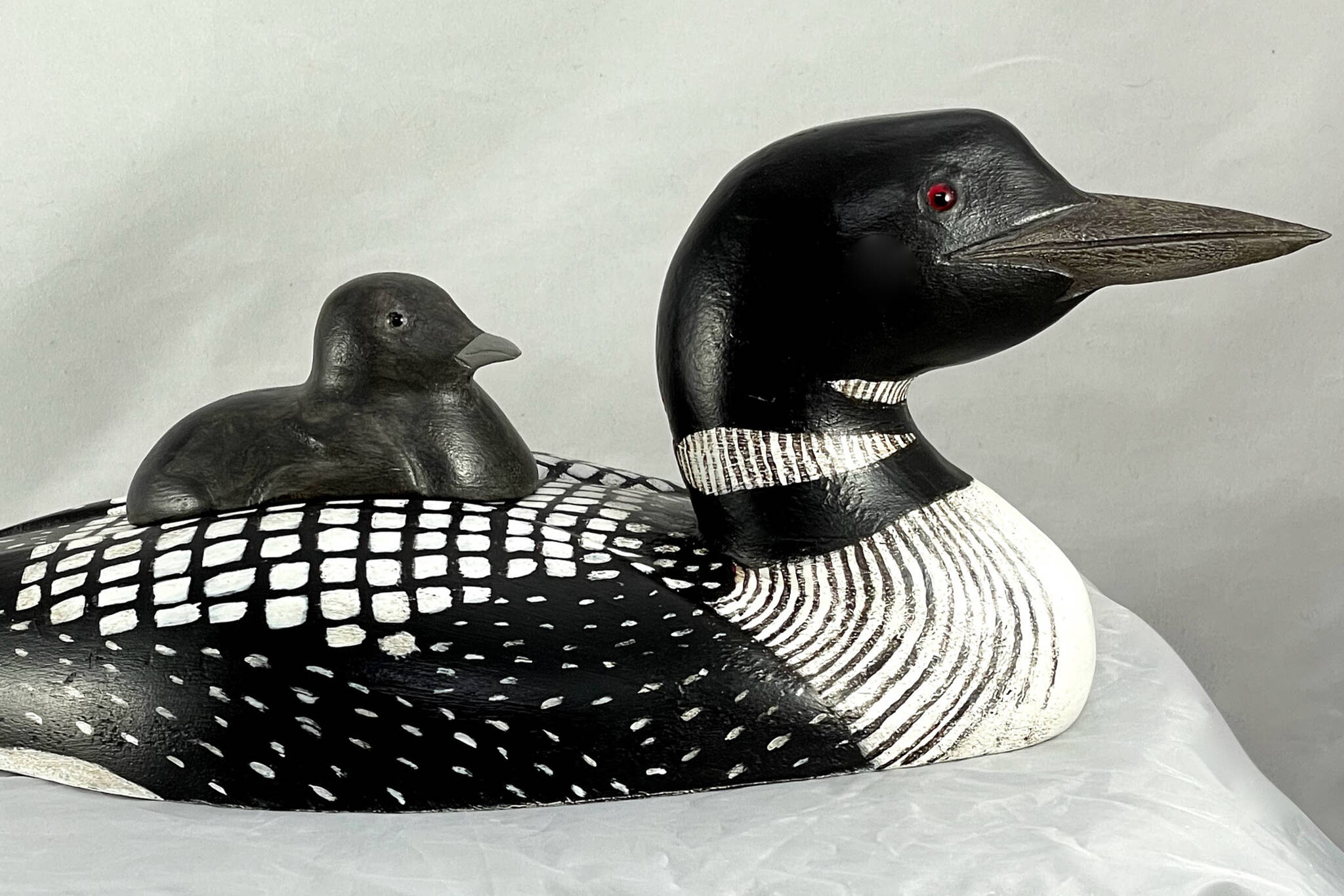 This photo shows a common loon carved by artist Matt Robus for the exhibit “Birds of Wood." It opens Friday at the Juneau Arts and Culture Center for First Friday. (Courtesy Photo)