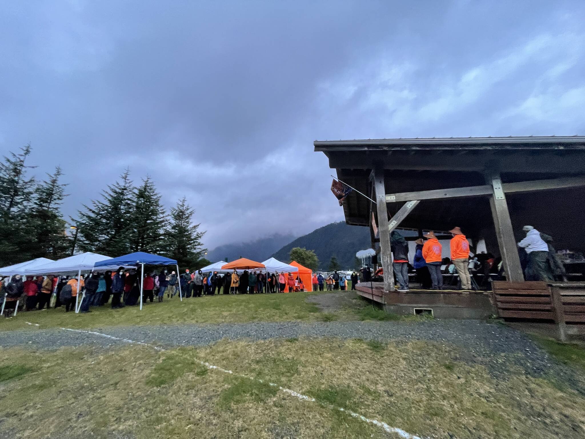 Michael S. Lockett / Juneau Empire
More than 100 people gathered at an Orange Shirt Day event near Sandy Beach on Sept. 30, 2021, a remembrance of the Indigenous children who died in North America in the residential school system.