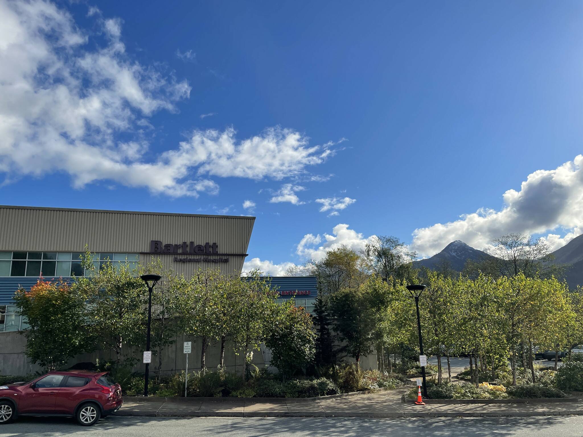 This photo shows Bartlett Regional Hospital on Oct. 4, 2021. As hospitals across the state move to crisis standards of care due to surging COVID-19 cases, local hospital officials say that Bartlett Regional Hospital is not at a crisis point. (Michael S. Lockett/Juneau Empire)