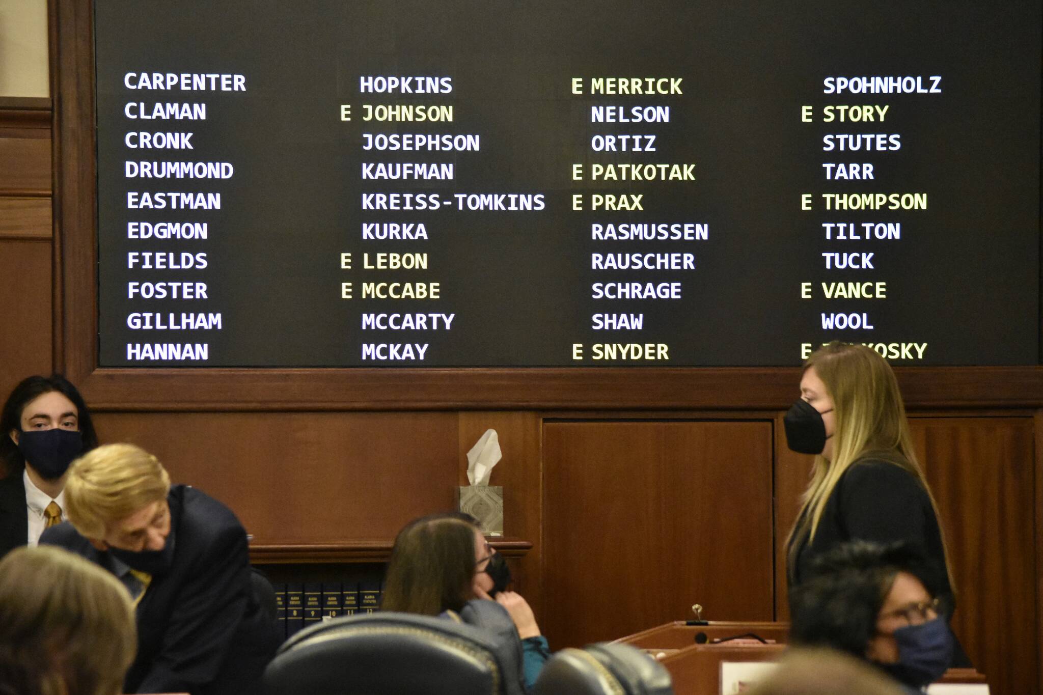Several members of the Alaksa House of Representatives were absent form a floor session Tuesday, Oct. 12, 2021, but after a quiet first week lawmakers are scheduled to hold committee meetings through the end of the week. (Peter Segall / Juneau Empire)