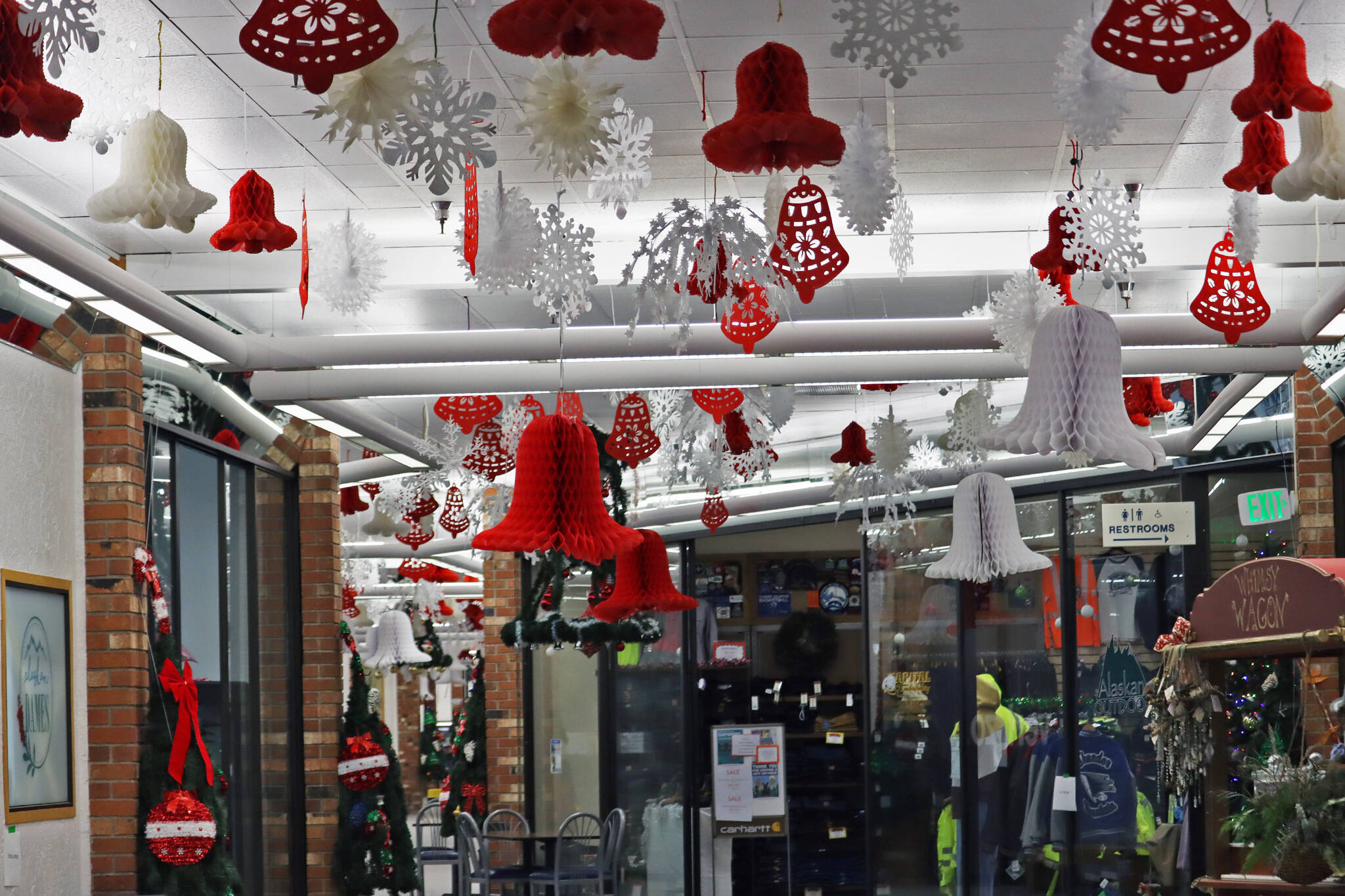 Holiday decorations at the Mendenhall Mall on Nov. 24. (Dana Zigmund/Juneau Empire)
