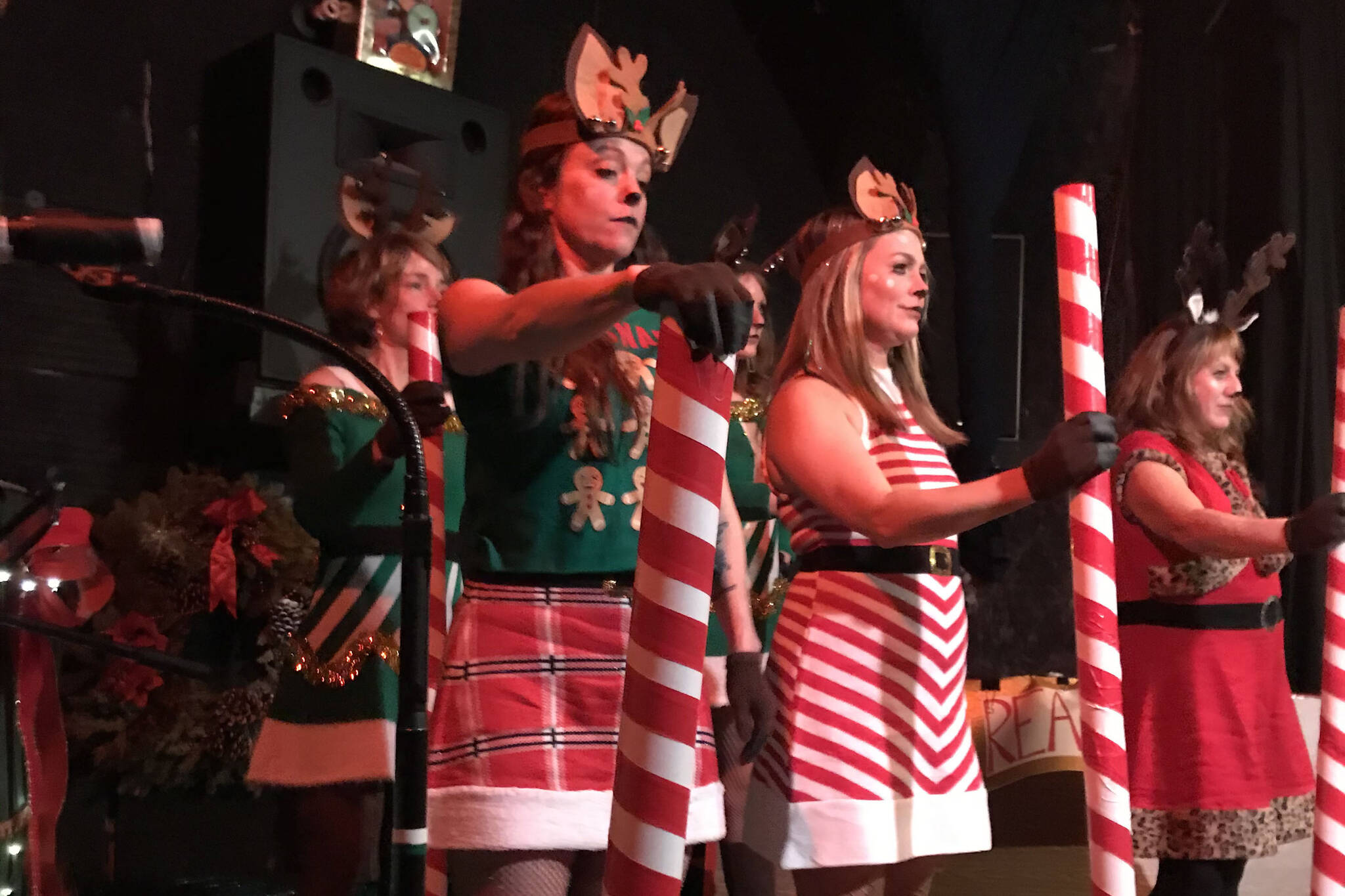 Performers in the Gold Town Theater’s virtual 2020 Christmas Extravaganza stand ready. This year’s event will involve performers traveling from location to location performing smaller sets. (Courtesy photo / Collette Costa)