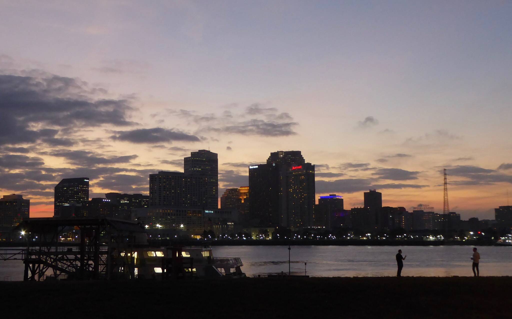 The sun sets on New Orleans and the Mississippi River. (Courtesy Photo / Ned Rozell)
