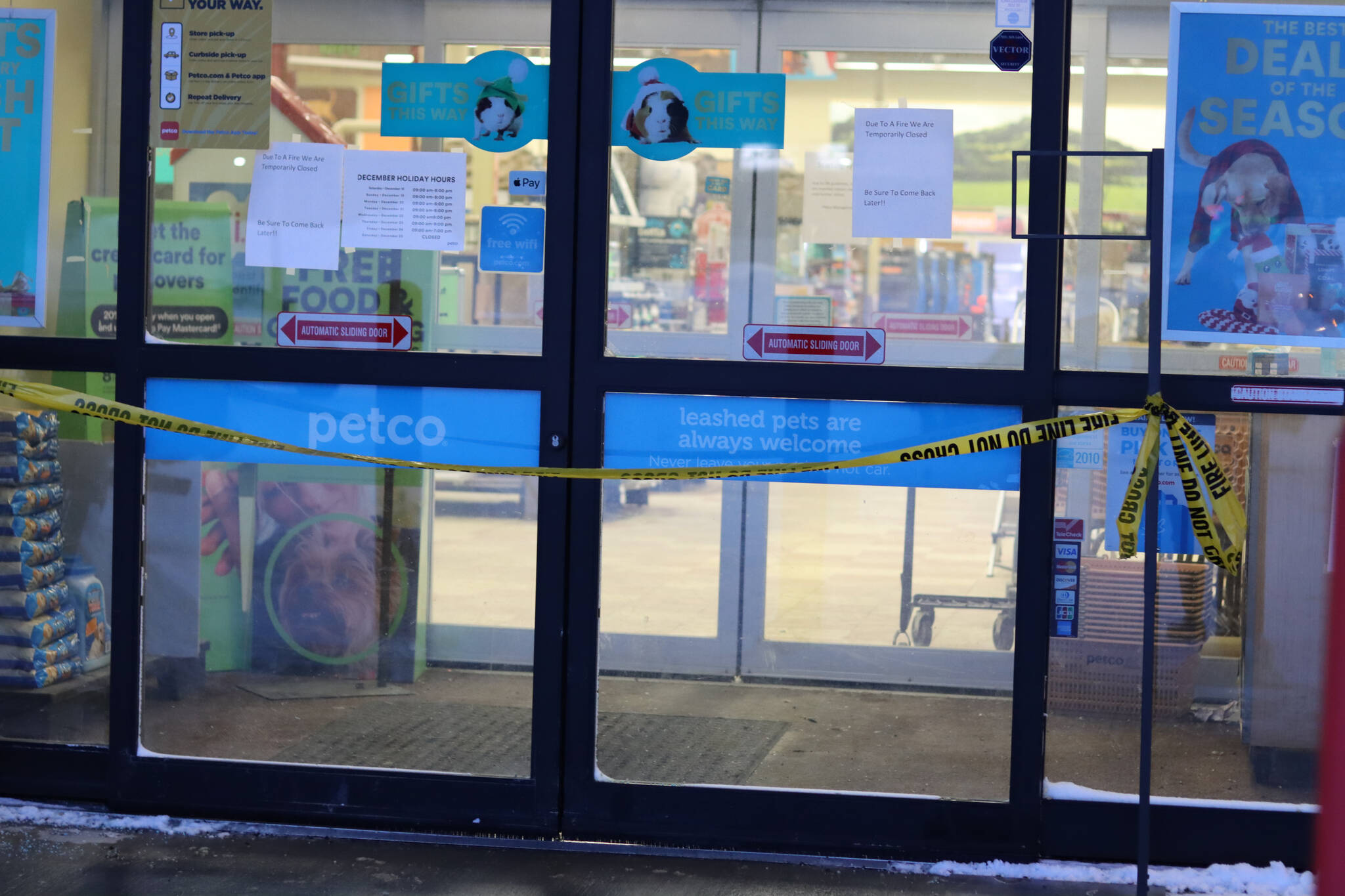Petco had a small fire in a ceiling heating unit on Monday, Dec. 27, 2021, briefly closing the store, said a Capital City Fire/Rescue officer in a phone interview. (Ben Hohenstatt / Juneau Empire)