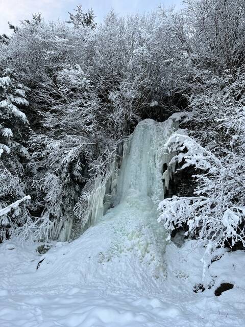 A North Douglas waterfall had turned to ice of Dec. 23. (Courtesy Photo / Bill Andrews)