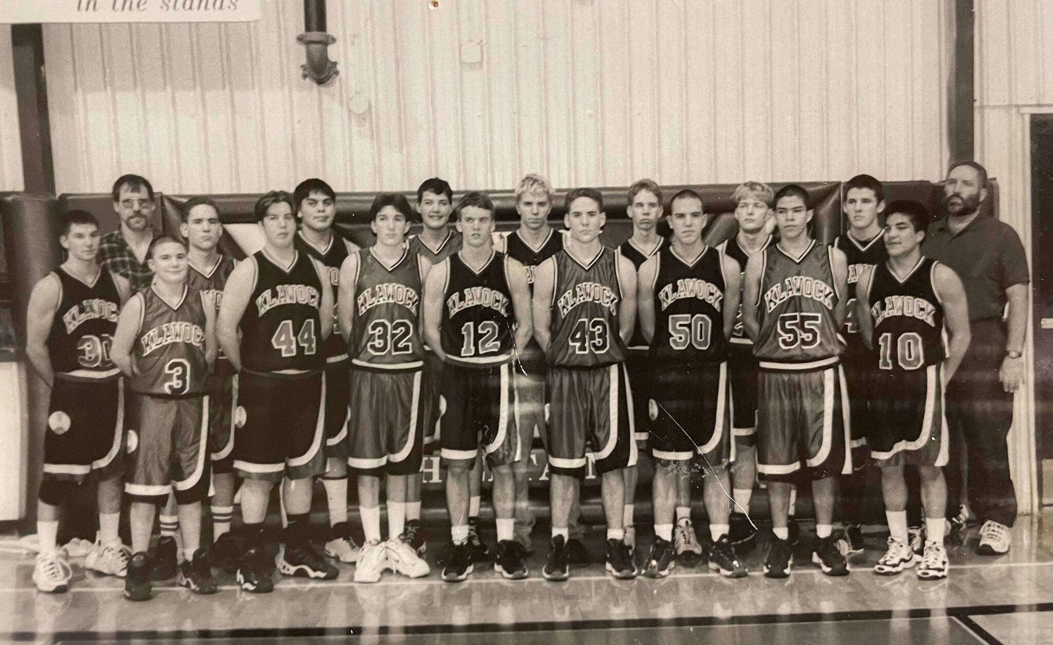 The 1997-1998 Klawock boys basketball team. The author is in the back, the third player from the right. (Courtesy Photo)