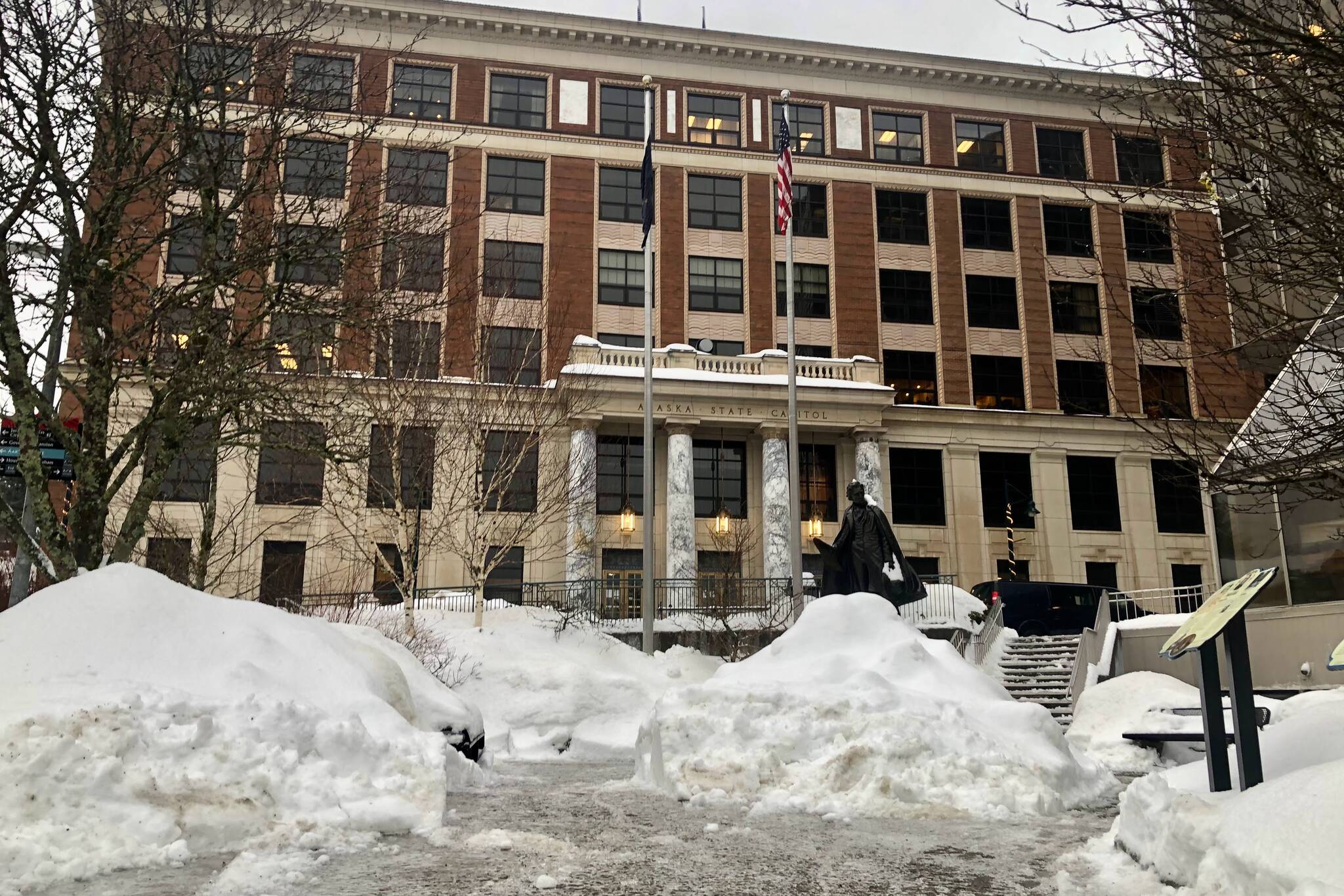 Lawmakers will return next week to the Alaska State Capitol building, seen here on Monday, Jan. 10, 2022, for the next session of the Alaska State Legislature, but local leaders were cautious about what could be accomplished in an election year. (Peter Segall / Juneau Empire)