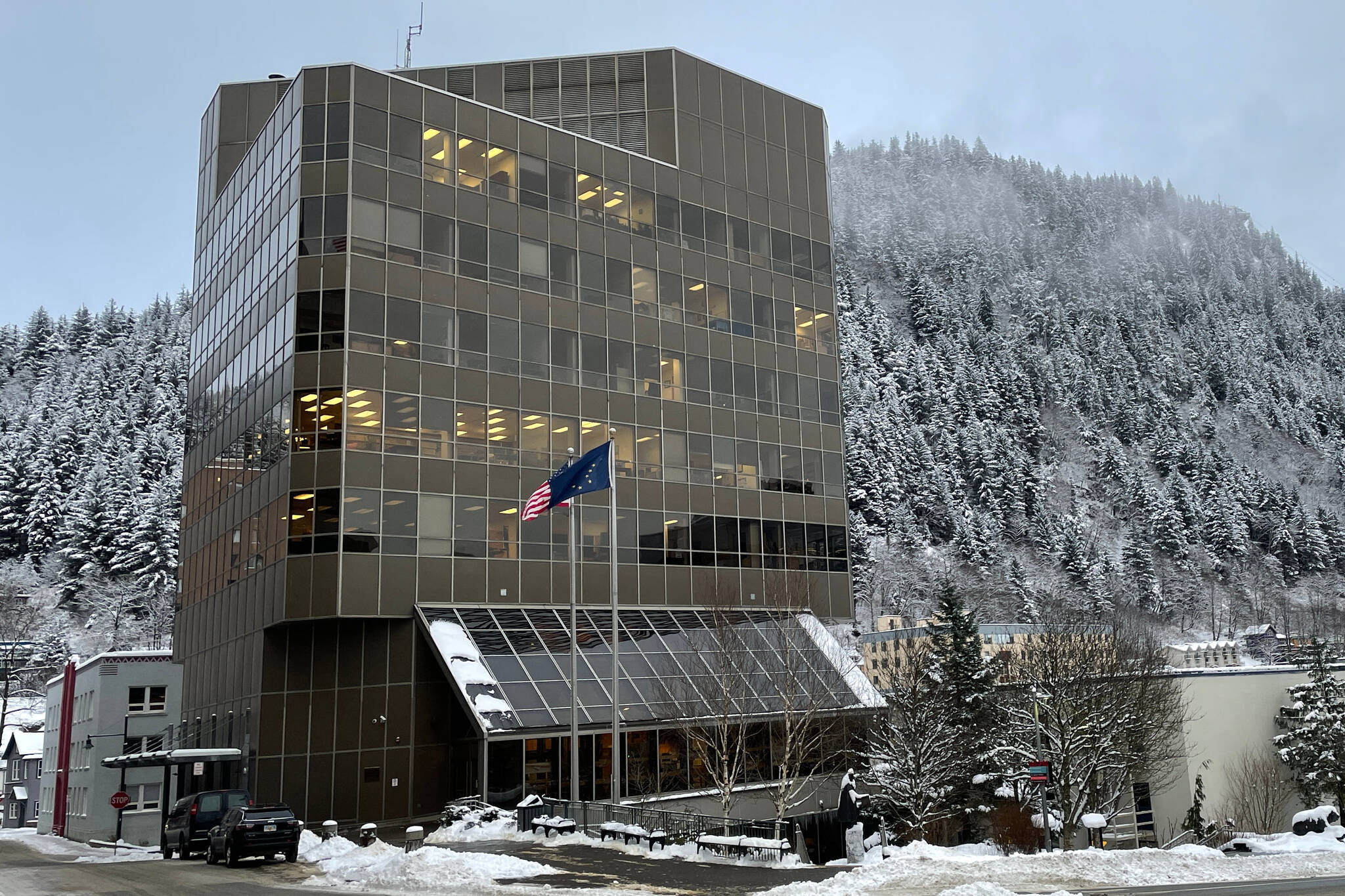 The trial for a man accused of a 2018 stabbing death in Yakutat has began in Juneau Superior Court at Dimond Courthouse. (Michael S. Lockett / Juneau Empire file)