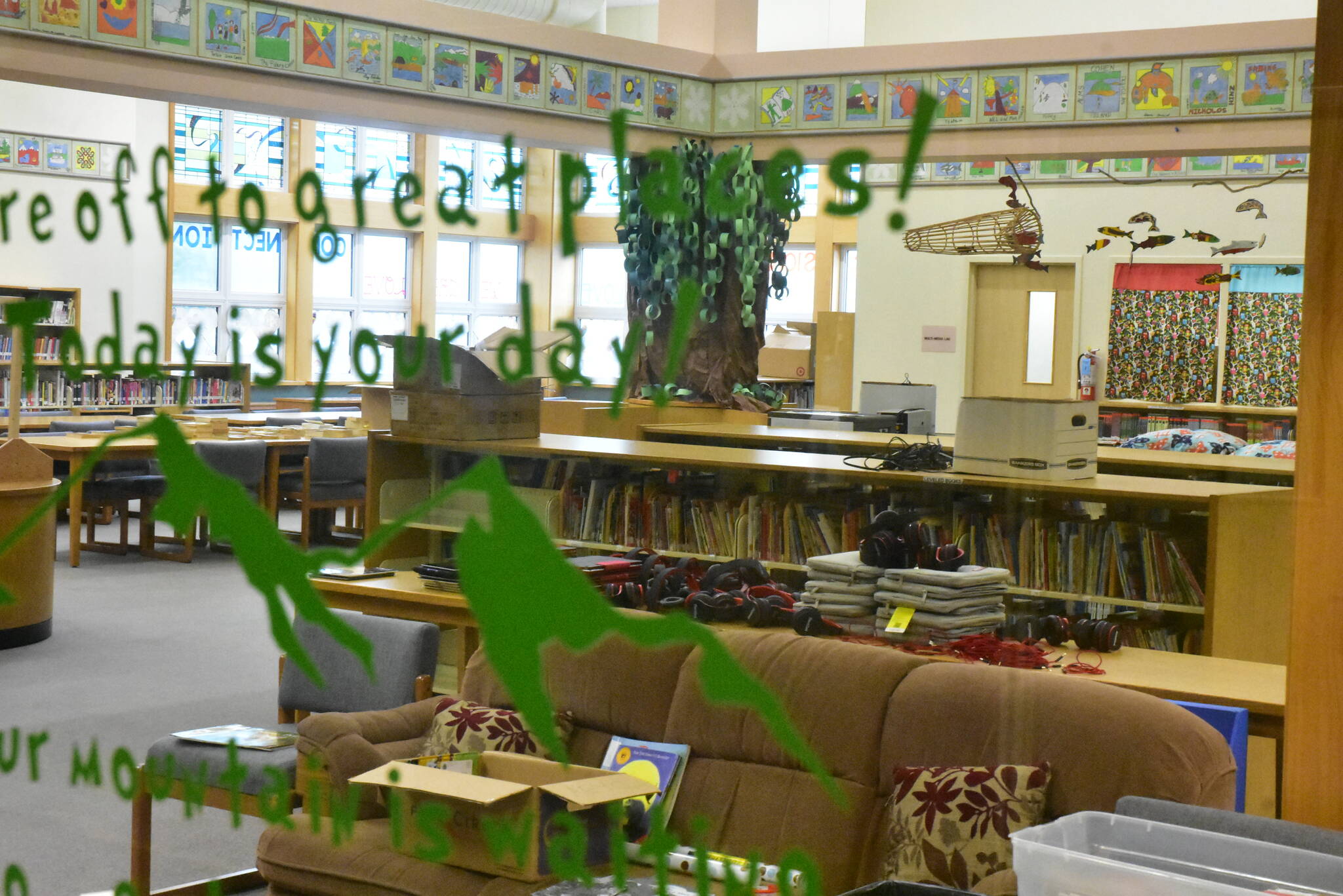 This Aug. 21, 2020 photo shows the interior of Riverbend Elementary School, which suffered severe damage after two water pipes burst following extreme cold in Juneau. The Juneau School District announced Thursday the school would remain closed until at least next week. (Peter Segall / Juneau Empire file)