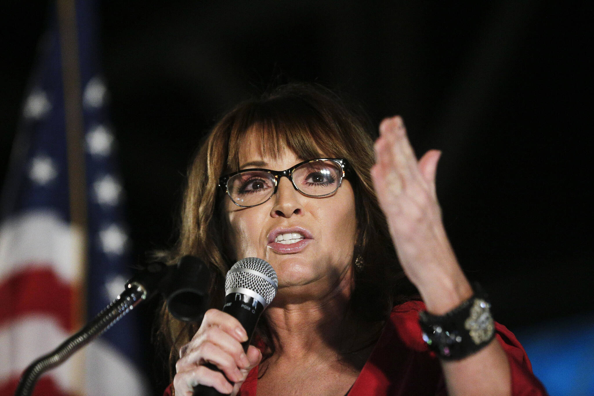 Then-vice presidential candidate Sarah Palin speaks at a rally in Montgomery, Ala., in 2017. Palin is on the verge of making new headlines in a legal battle with The New York Times. A defamation lawsuit against the Times, brought by the brash former Alaska governor in 2017, is set to go to trial starting Monday, Jan. 24, 2022 in federal court in Manhattan. (AP Photo / Brynn Anderson)