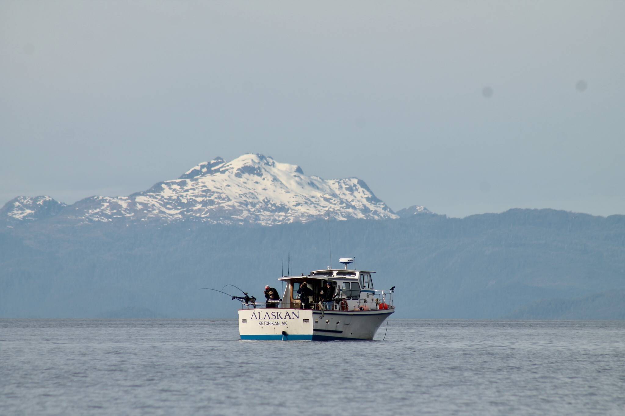 Ketchikan resident Larry Jackson trolls near town in his charter boat Alaskan. (Jeff Lund / For the Juneau Empire)