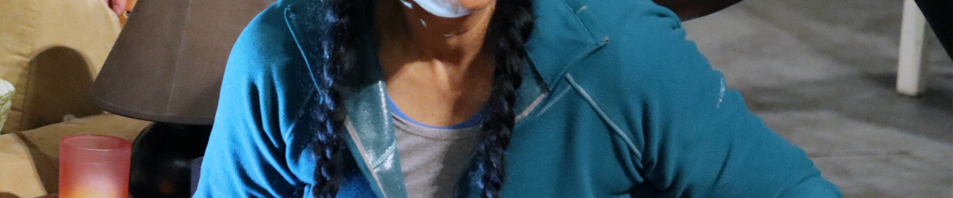 Delia (Vivian Melde) is illuminated by a flashlight's beam following a frightening encounter with a ghost during a rehearsal for Perseverance Theatre's "The Brothers Paranormal." (Ben Hohenstatt / Juneau Empire)