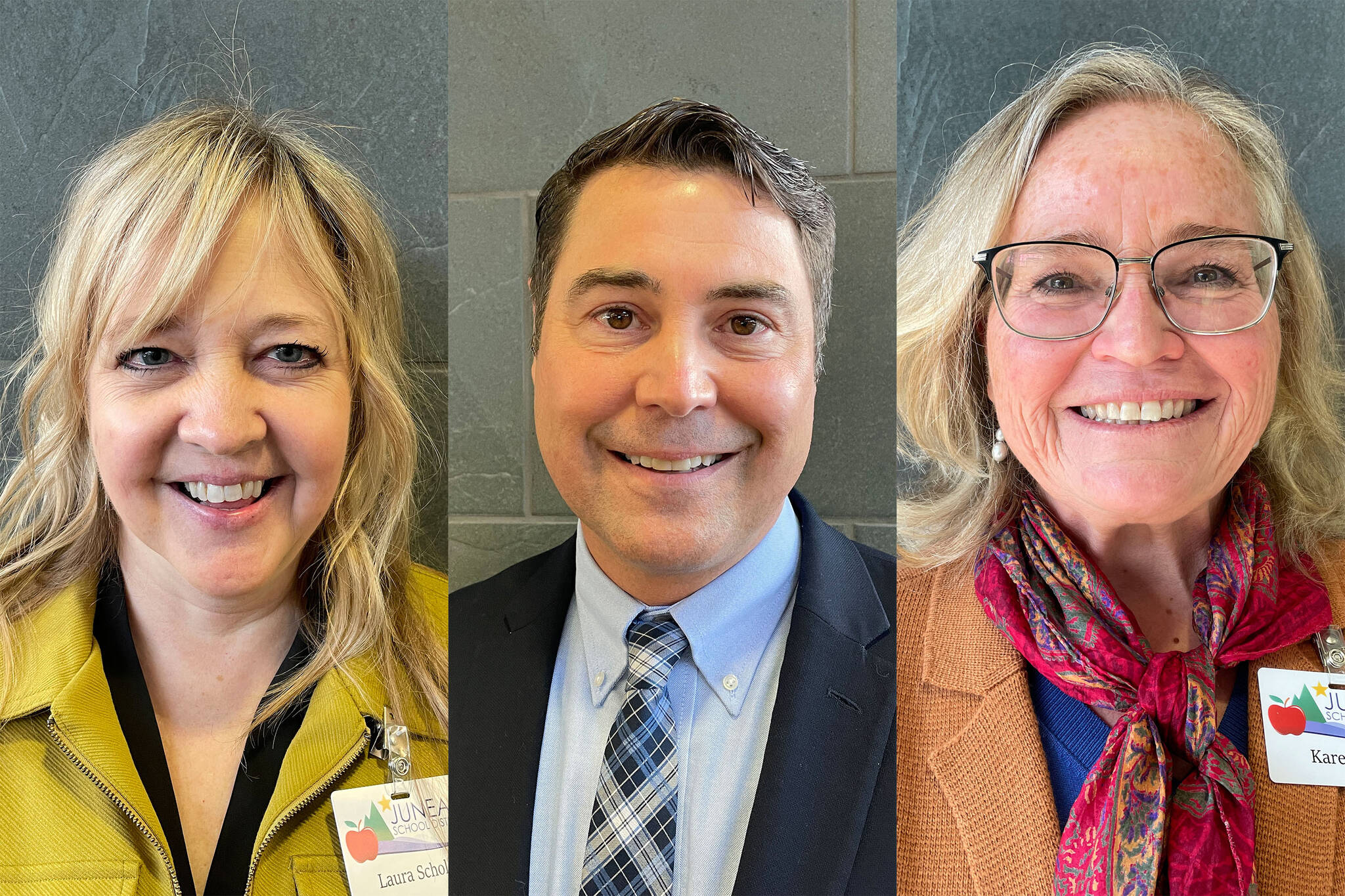 Laura Scholes, Shawn Arnold and Karen Keck have all applied to take over as principal of Thunder Mountain High School as the school seeks a permanent replacement for the position. (Michael S. Lockett / Juneau Empire photo illustration)