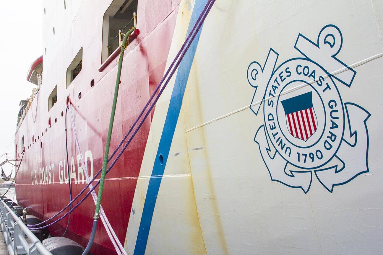 The USCGC Healy, the Coast Guards only medium icebreaker, lies moored to the pier in Juneau as it returns to Seattle at the end of deployment, Oct. 27, 2019. (Michael S. Lockett / Juneau Empire File)