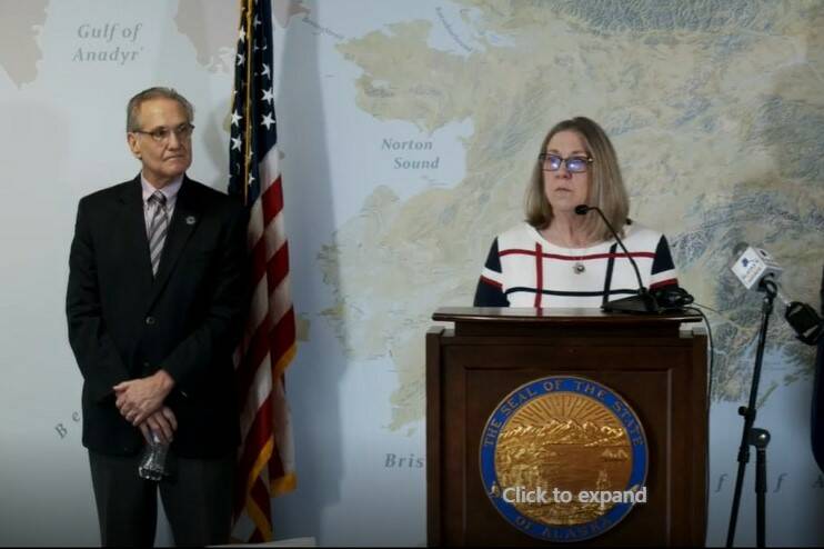 Alaska Division of Elections Director Gail Fenumiai speaks at an Anchorage news conference on Tuesday, March 22, 2022, about the upcoming special election to fill the U.S. House of Representatives vacated following the death of Don Young last week. Screenshot)