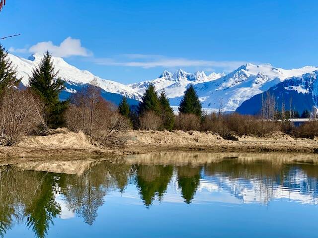 This photo shows reflections as seen from the Mendenhall wetlands trail on March 27. (Courtesy Photo / Denise Carroll)