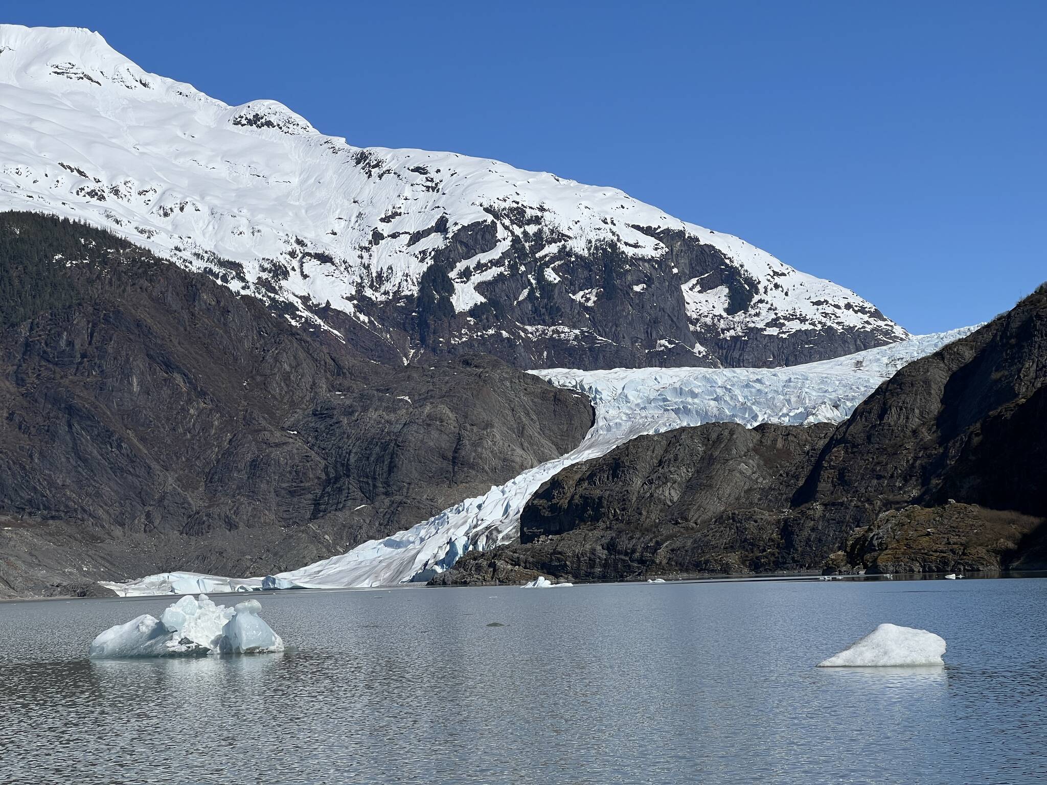 This photo shows the Mendenhall Glacier on Saturday, April 30, along the Nugget Falls Trail. (Courtesy Photo / Deana Barajas)