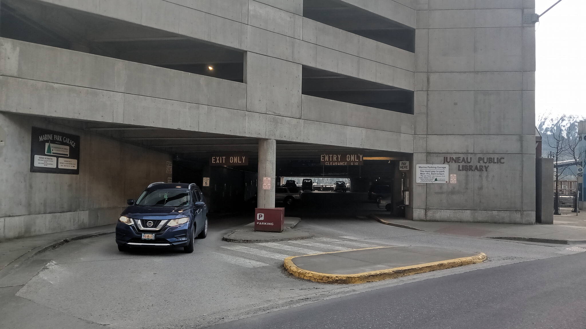 This photo shows the City and Borough of Juneau’s Marine Parking Garage. Parking fees will be increasing for the garage in July. (Mark Sabbatini / Juneau Empire)