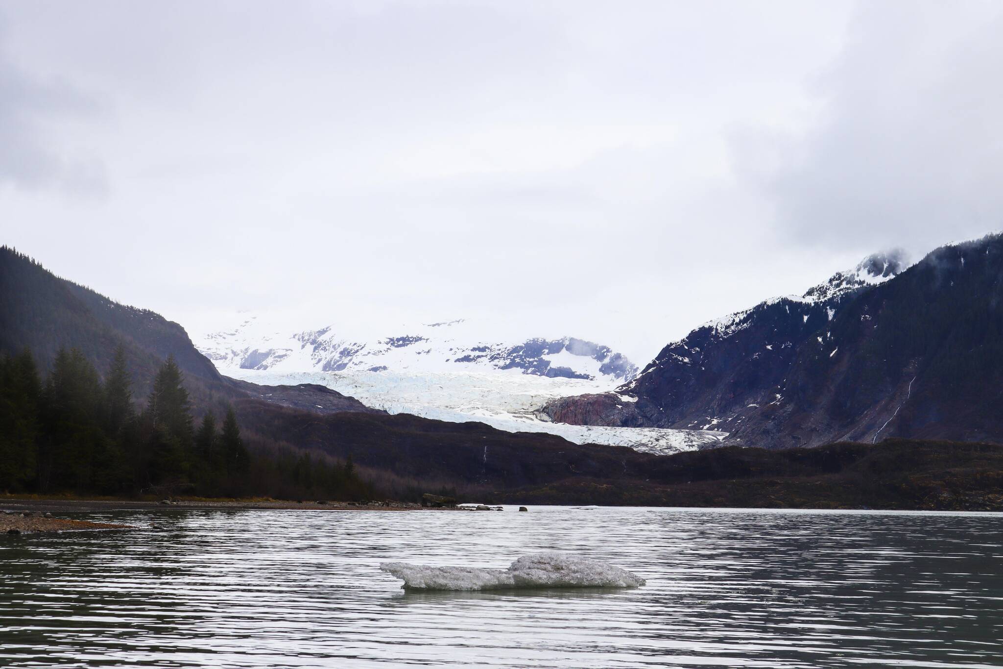 Michael S. Lockett / Juneau Empire 
Gov. Mike Dunleavy asserted that Alaskans are able to user motorized watercraft in the Mendenhall Lake, contrary to longstanding practice, in a news conference on April 26, 2022.
