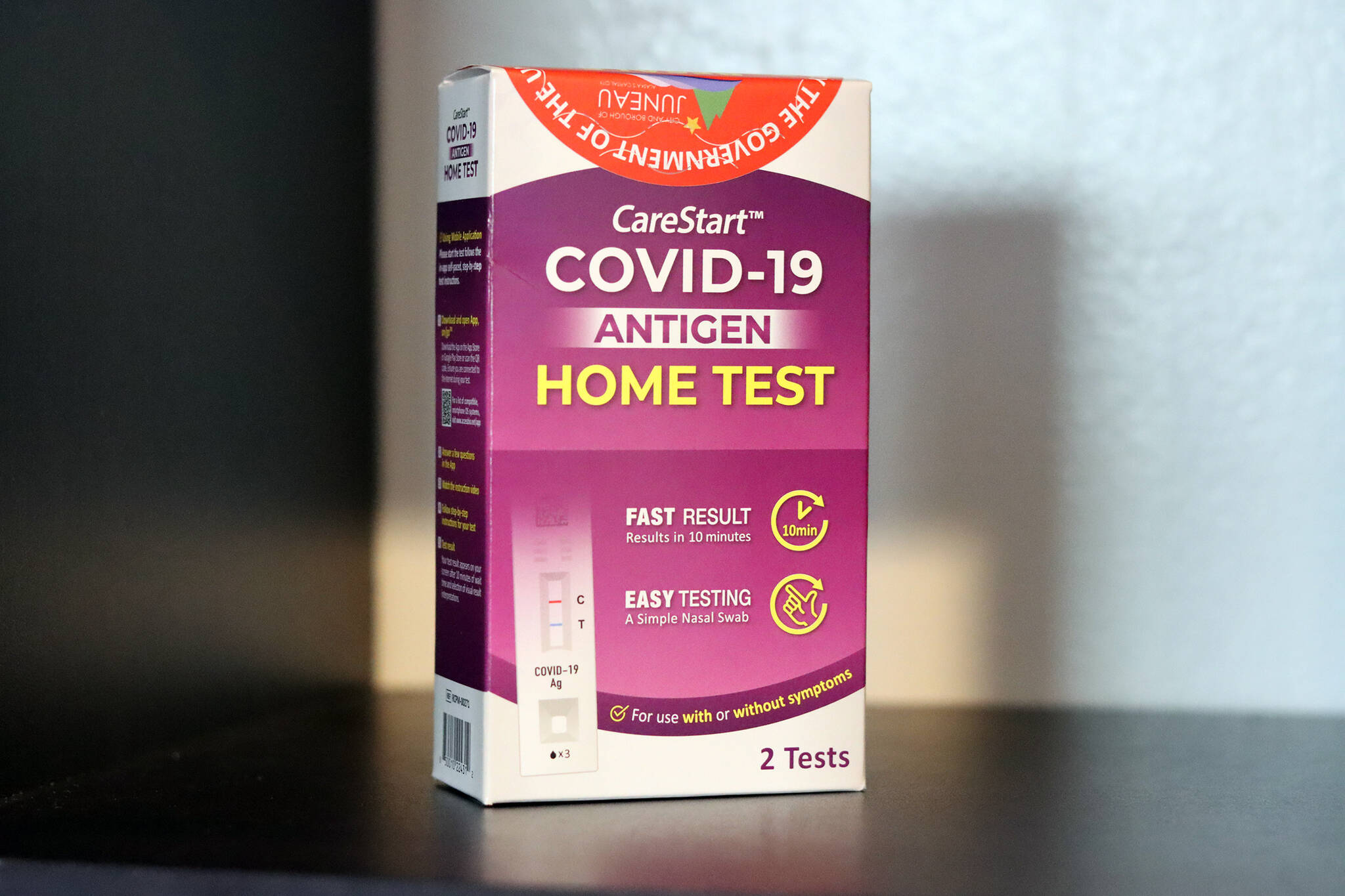 At-home test kits are available in Juneau at City Hall cash office, all Juneau public libraries, Juneau Public Health Center and the Juneau Police Department. (Ben Hohenstatt / Juneau Empire)