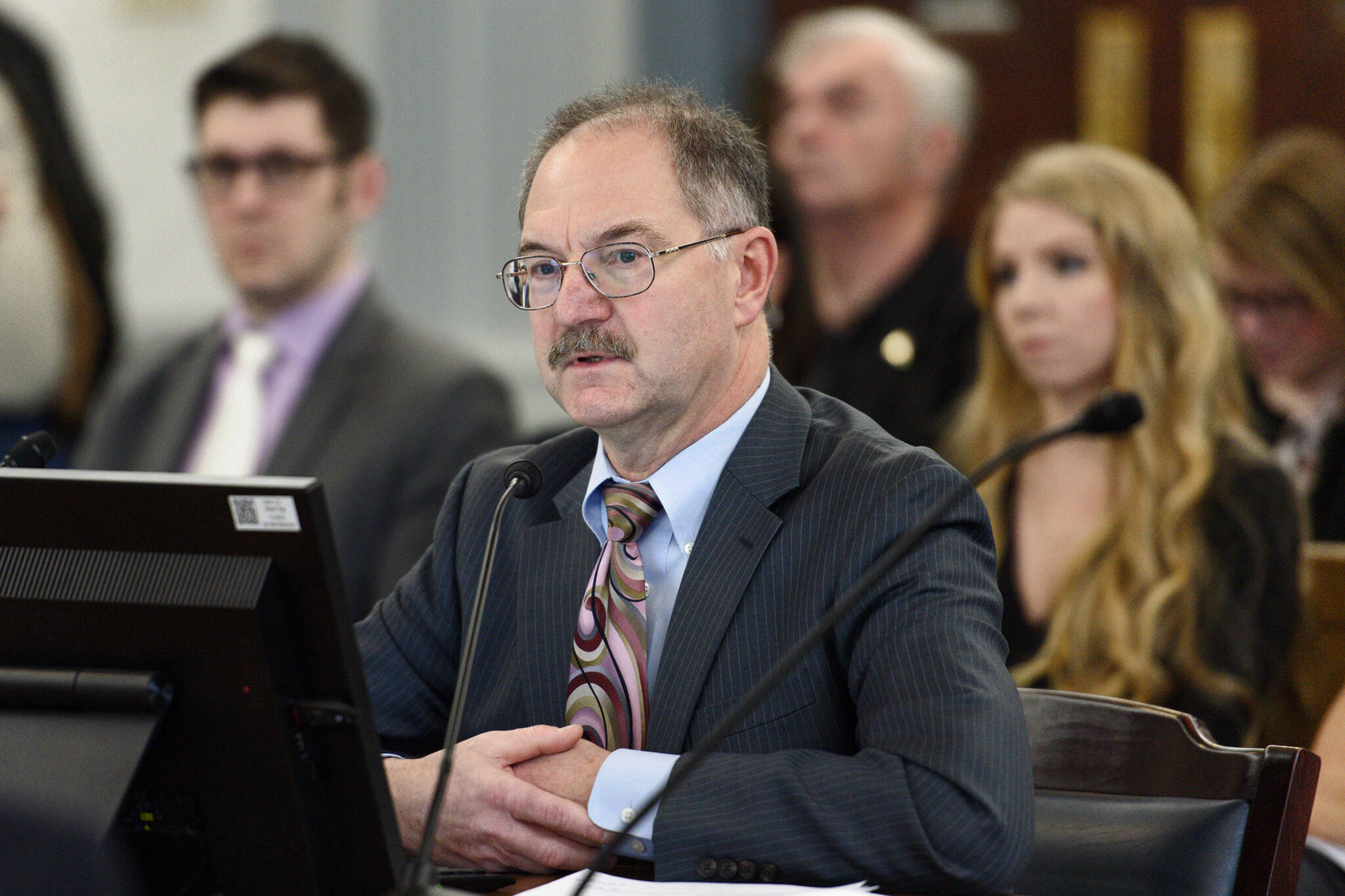 David Teal, then-director of Legislative Finance, gives an overview of the states fiscal situation to the Senate Finance Committee at the Capitol on Wednesday, Jan. 23, 2019. (Michael Penn / Juneau Empire File)