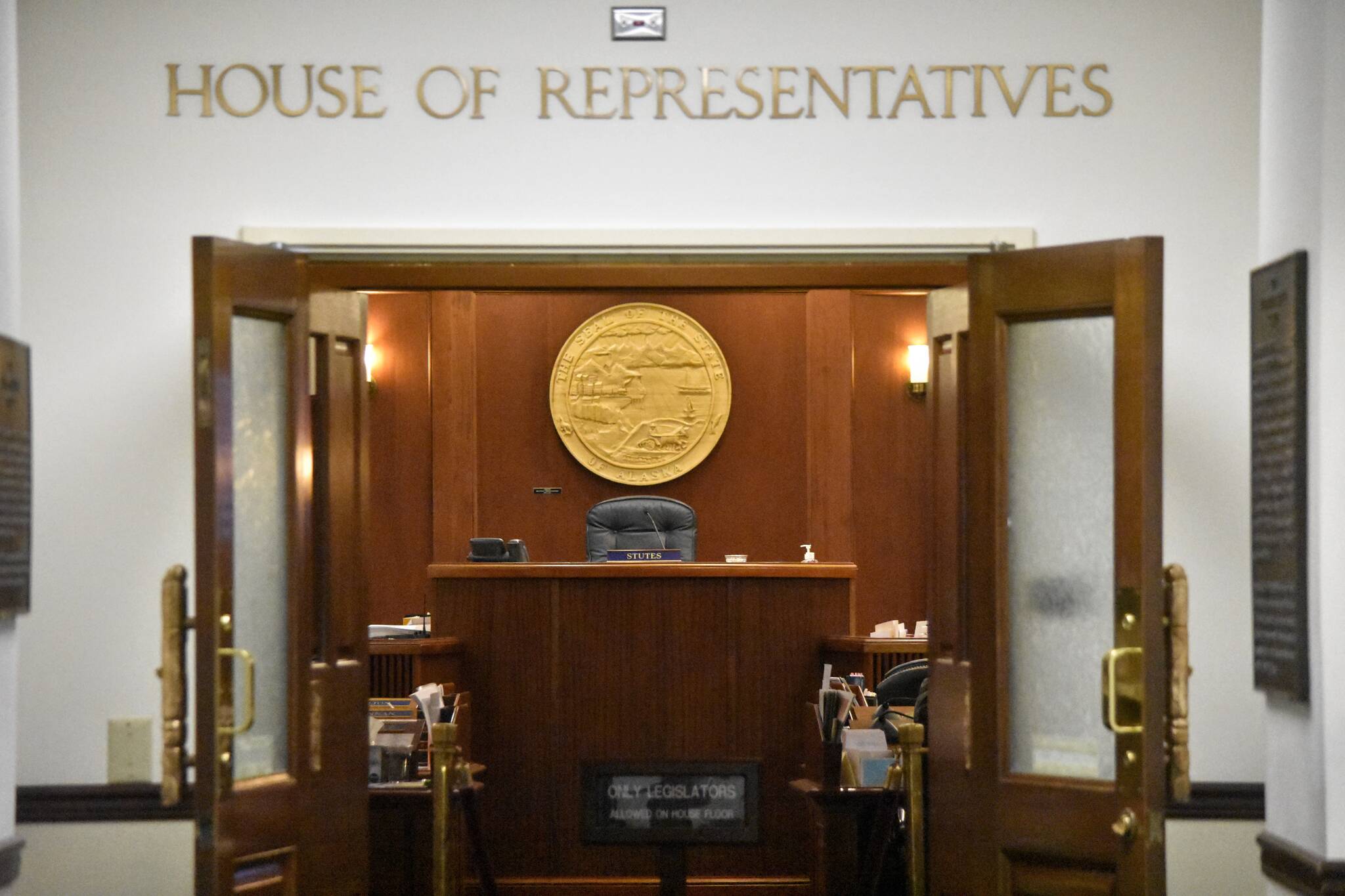 A floor session of the Alaska House of Representatives was delayed Thursday, May 12, 2022, as lawmakers discussed in private how to move forward with a packed budget bill passed by the Alaska Senate. (Peter Segall / Juneau Empire)