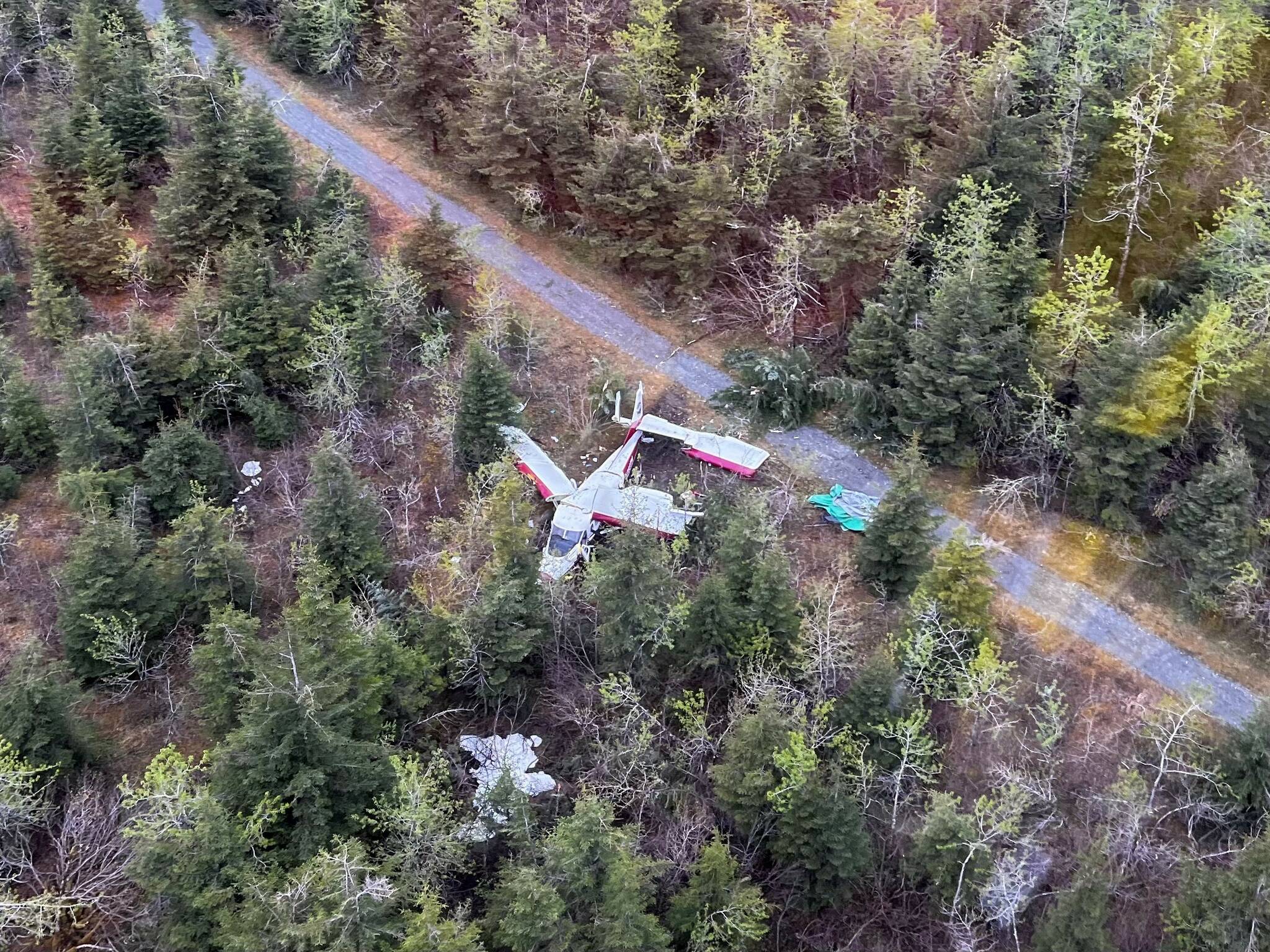 Coast Guard aircrews medevaced two people from Dry Bay Airstrip, approximately 30 miles Southeast of Yakutat, Alaska, after their plane crashed, May 25, 2022. (Courtesy photo / Coast Guard District 17)