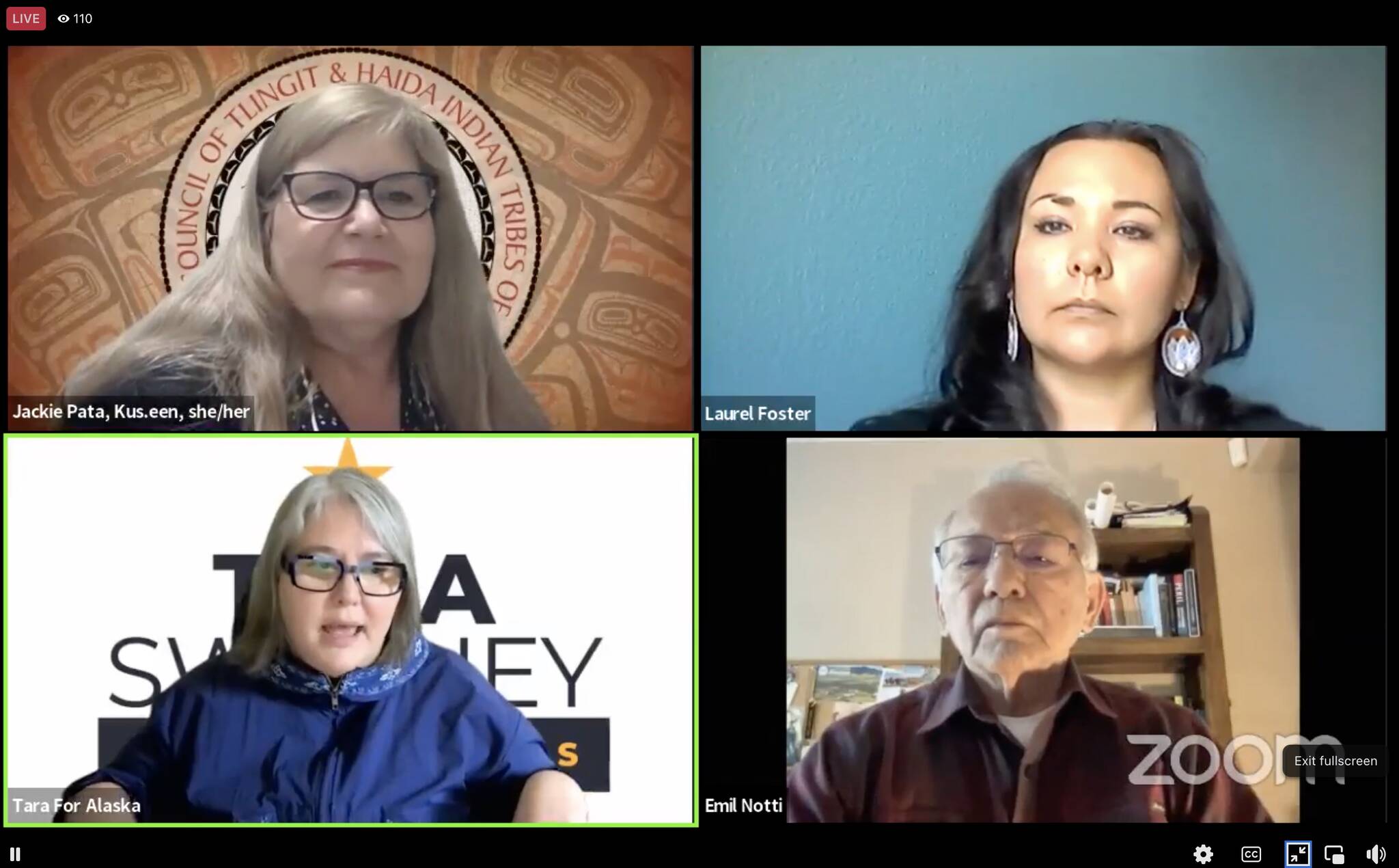 Native Alaska candidates for Alaska’s lone U.S. House seat discuss their positions on Southeast, statewide and national issues during an online forum Thursday. (Screenshot)