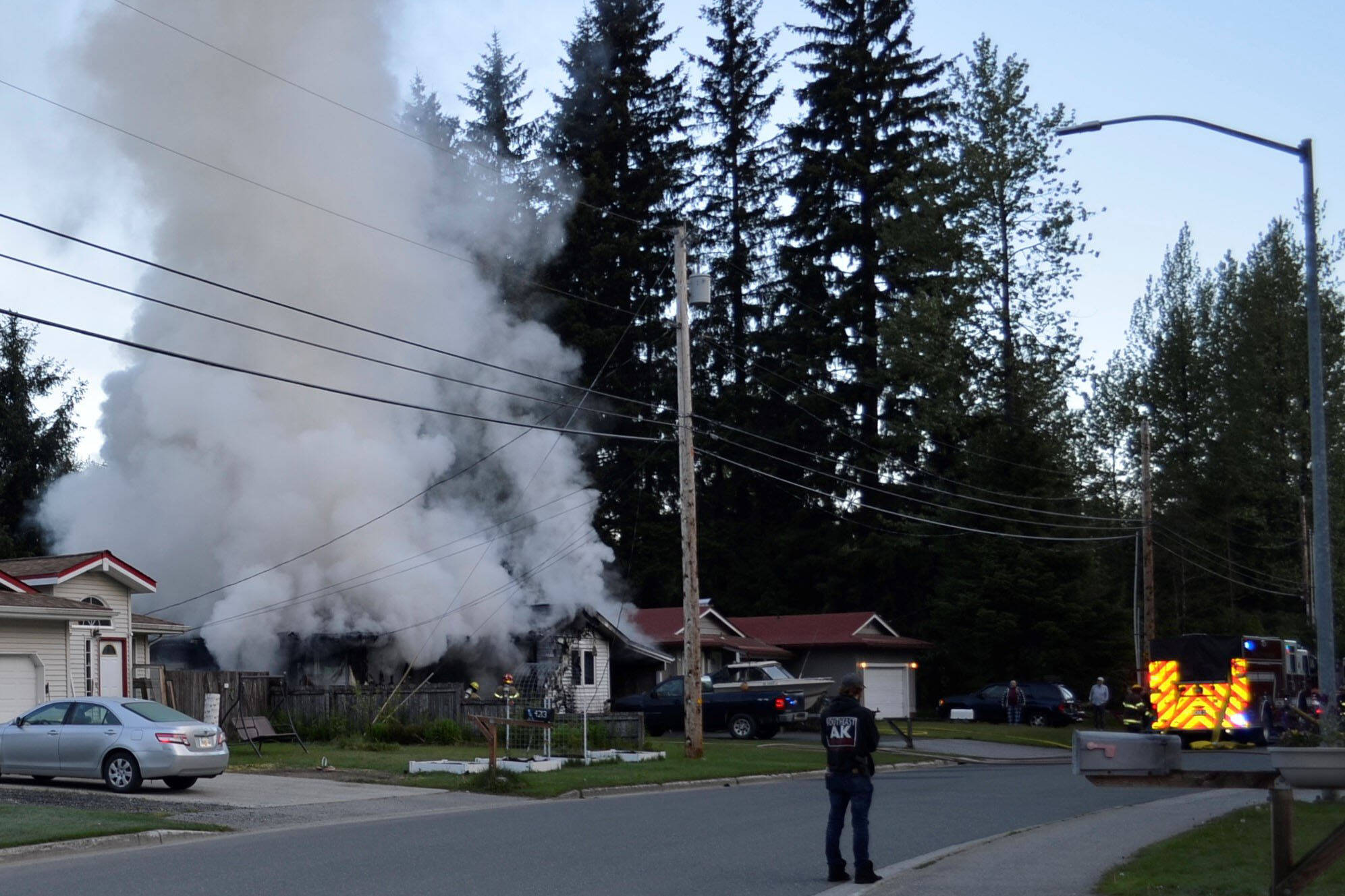A residential fire totaled a house in the Mendenhall Valley on May 30, 2022, possibly caused by electrical issues. (Courtesy photo / Dan Jager)