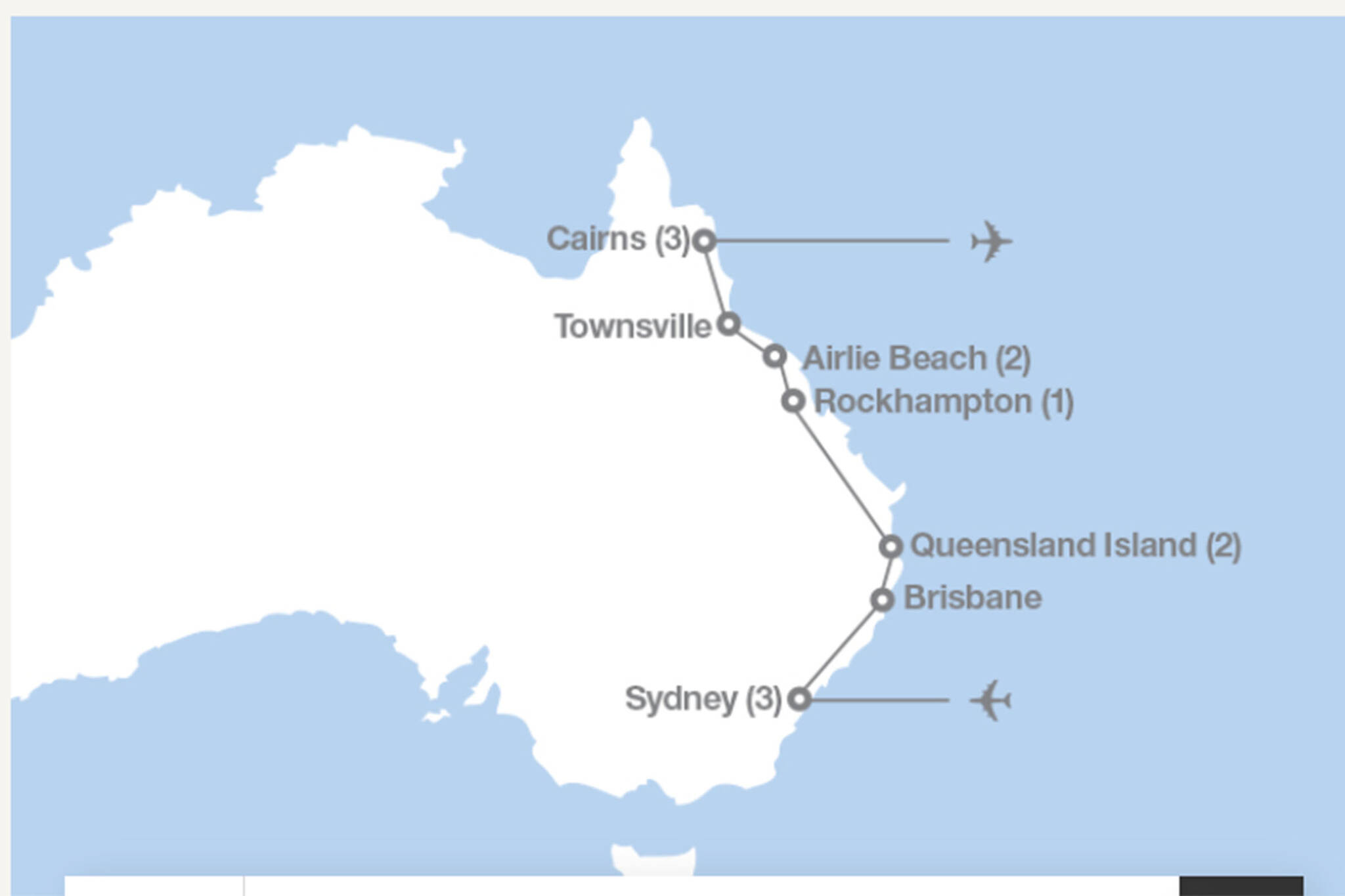 Map detailing latest educational tour through Australia. (Courtesy Photo / Juneau Culture Club)