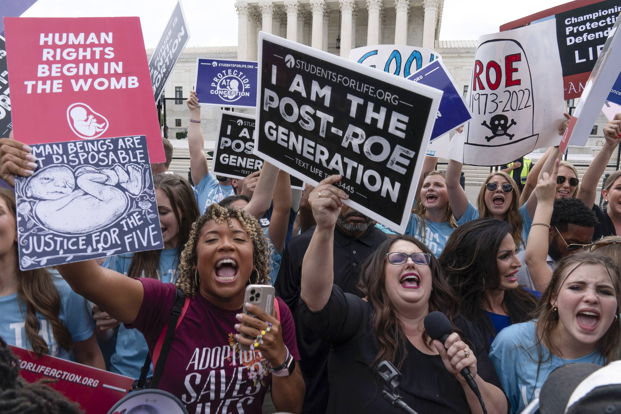 Demonstrators gather outside the Supreme Court in Washington, Friday, June 24, 2022. The Supreme Court has ended constitutional protections for abortion that had been in place nearly 50 years, a decision by its conservative majority to overturn the court's landmark abortion cases. (AP Photo / Jose Luis Magana)