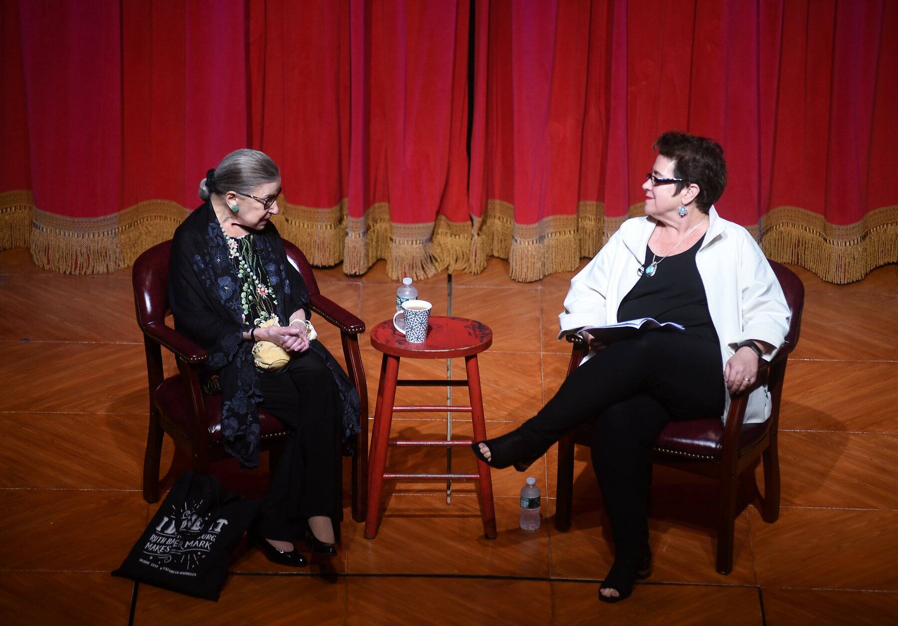 Courtesy Photo / Arena Stage 
Molly Smith interviews U.S. Supreme Court Justice Ruth Bader Ginsburg. Ginsburg, a patron at Arena Stage, performed the marriage of Smith and her partner Suzanne Blue Star Boy in 2014.