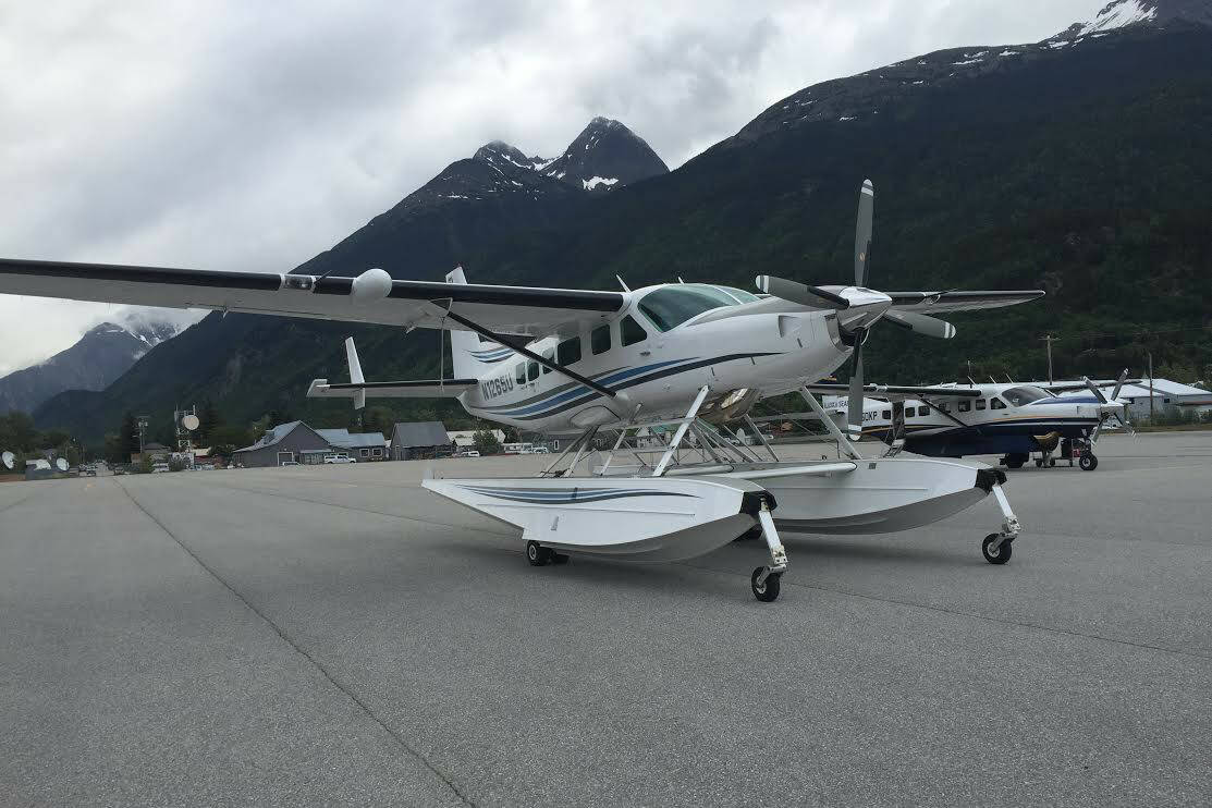 An Alaska Seaplanes Cessna 208A, seen here on the tarmac, suffered damage after failing to achieve takeoff near Elfin Cove on Sunday, June 26, 2022. (Courtesy photo / Alaska Seaplanes)