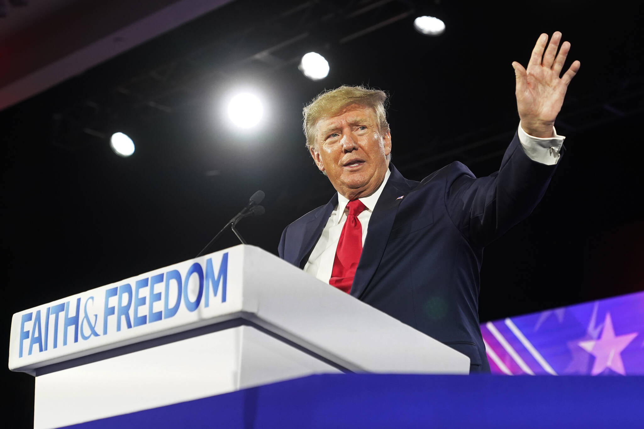 Former President Donald Trump speaks at the Road to Majority conference Friday, June 17, 2022, in Nashville, Tenn. A rally planned to include Trump is scheduled to happen in Anchorage on July 9.  (AP Photo / Mark Humphrey File)